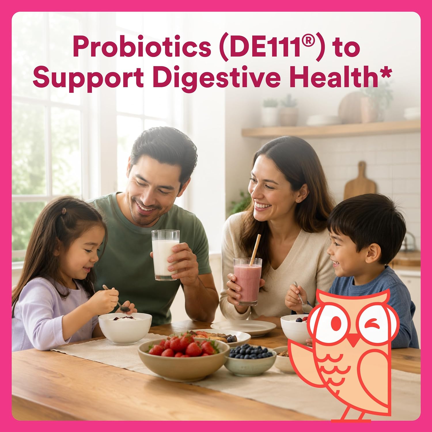 SmartyPants Kids Probiotic & Prebiotic Gummies for Digestive Health: Gut Health Supplement, Clinically Studied Prebiotic for Immune Support, Strawberry, 60 Count (30 Day Supply)