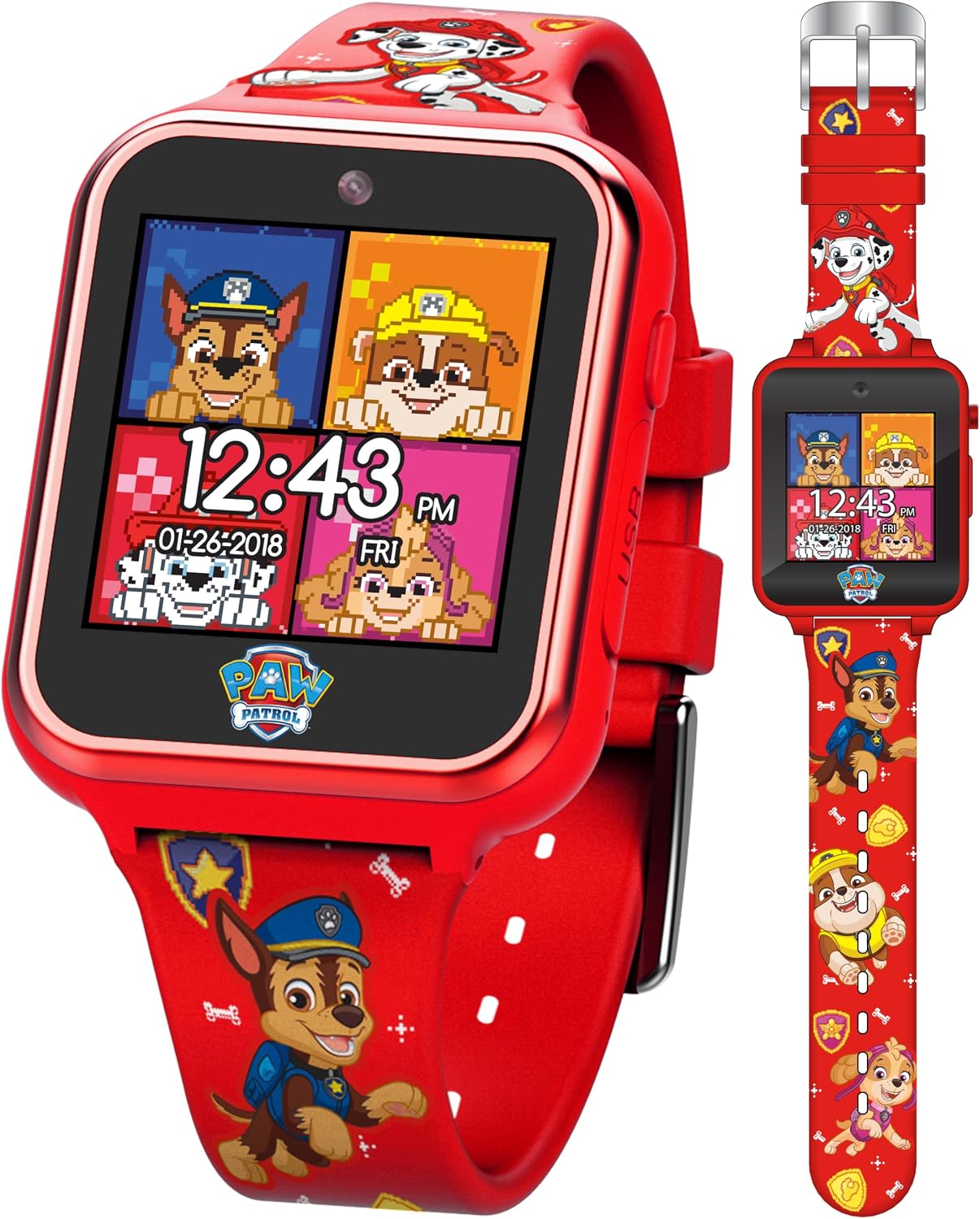 Accutime Paw Patrol Smart Watch with Camera for Kids and Toddlers - Interactive Smartwatch for Boys & Girls Featuring Games, Voice Recorder