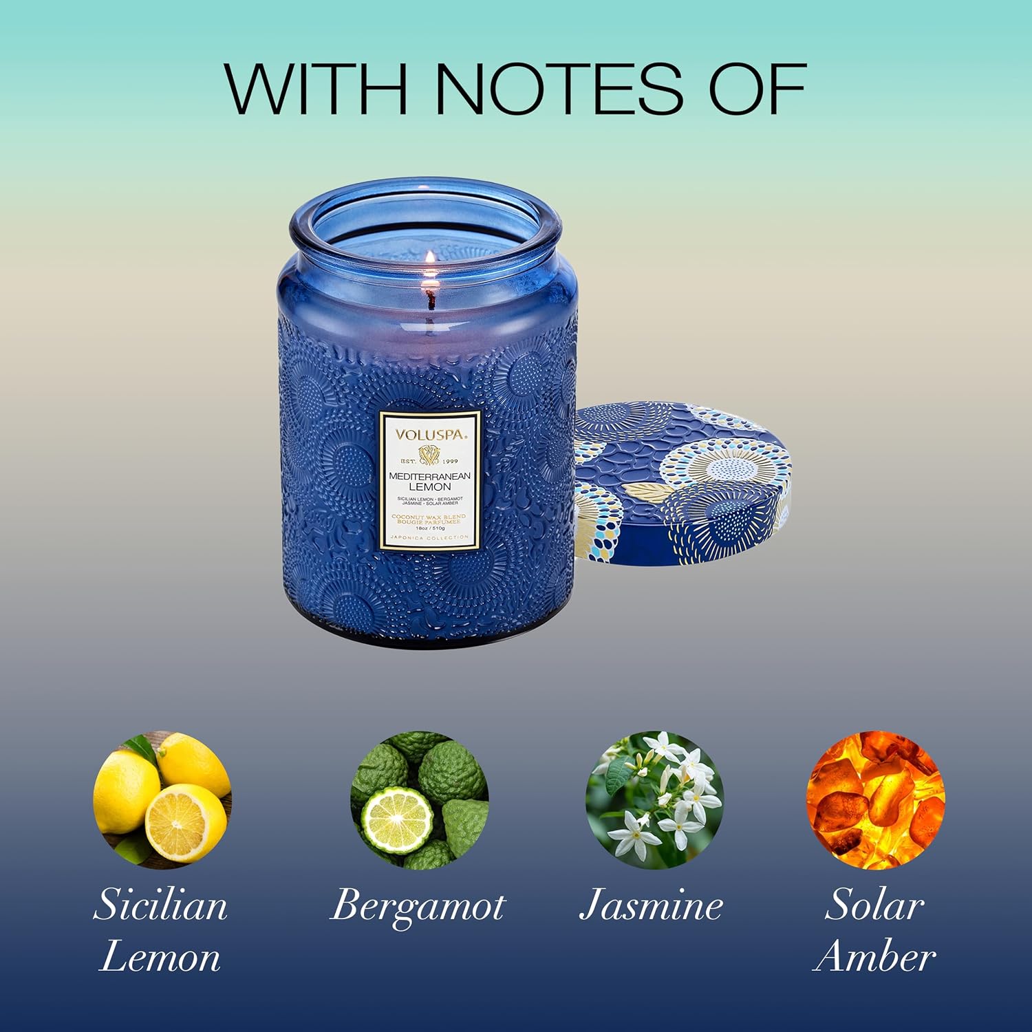 Voluspa French Cade Lavender Large Scented Candle Jar 18 Oz, 100 Hr Burn | Coconut Wax Blend in Decorative Glass, Clean Even Burn, USA Handcrafted Gift for Hosts, Fragrance Lovers & Relaxed Rooms