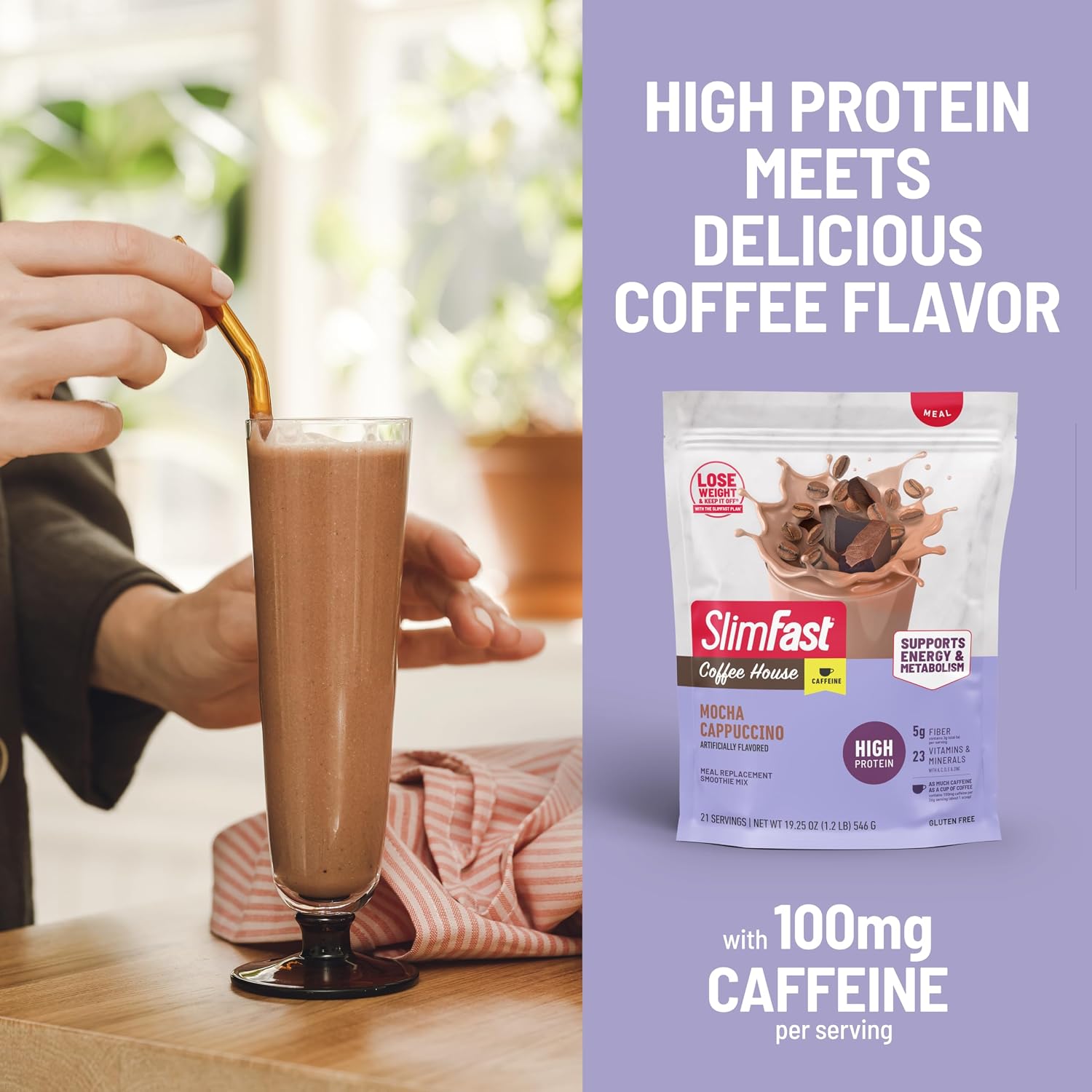 SlimFast High Protein Meal Replacement Shake Powder, 12 Servings (Pack of 2), Advanced Nutrition Smoothie Mix, Digestive Support, Gluten Free, Creamy Chocolate, 20g of Protein (Packaging May Vary)