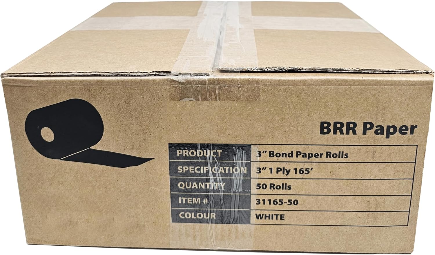 3 Inch 1-Ply x 165' Paper [50 Rolls - 1 Case] - Bond Kitchen Printer Paper (55GSM) SP700 / ERC 30/34/38 Ribbon Required -BuyRegisterRolls