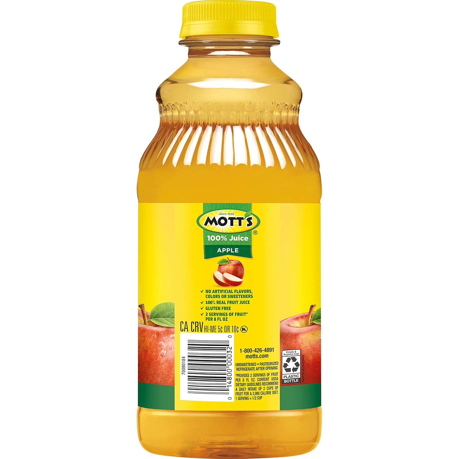 Mott's 100% Original Apple Juice, 64 Fl Oz Bottle (Pack Of 8), 2 Servings Of Fruit Per Cup, 100% Fruit Juice, Gluten-free, Caffeine-free, Kosher, And Contains No Artificial Colors Or Sweeteners