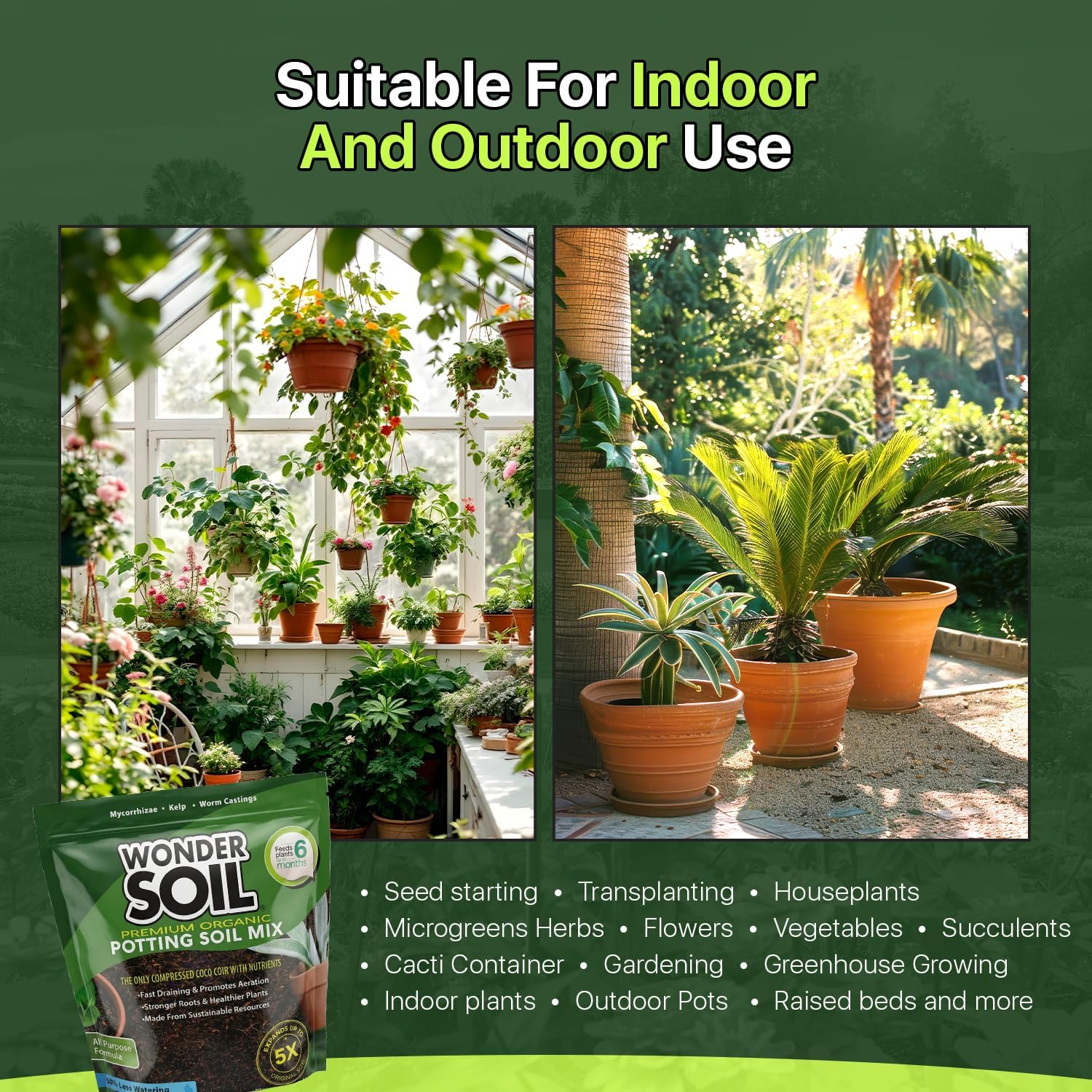 WONDER SOIL | Organic Potting Soil | 12 QUARTS of Ready to Plant Coco Coir Fully Loaded with Nutrients | 3 LBS Bag Expands to 12 Quarts of Indoor