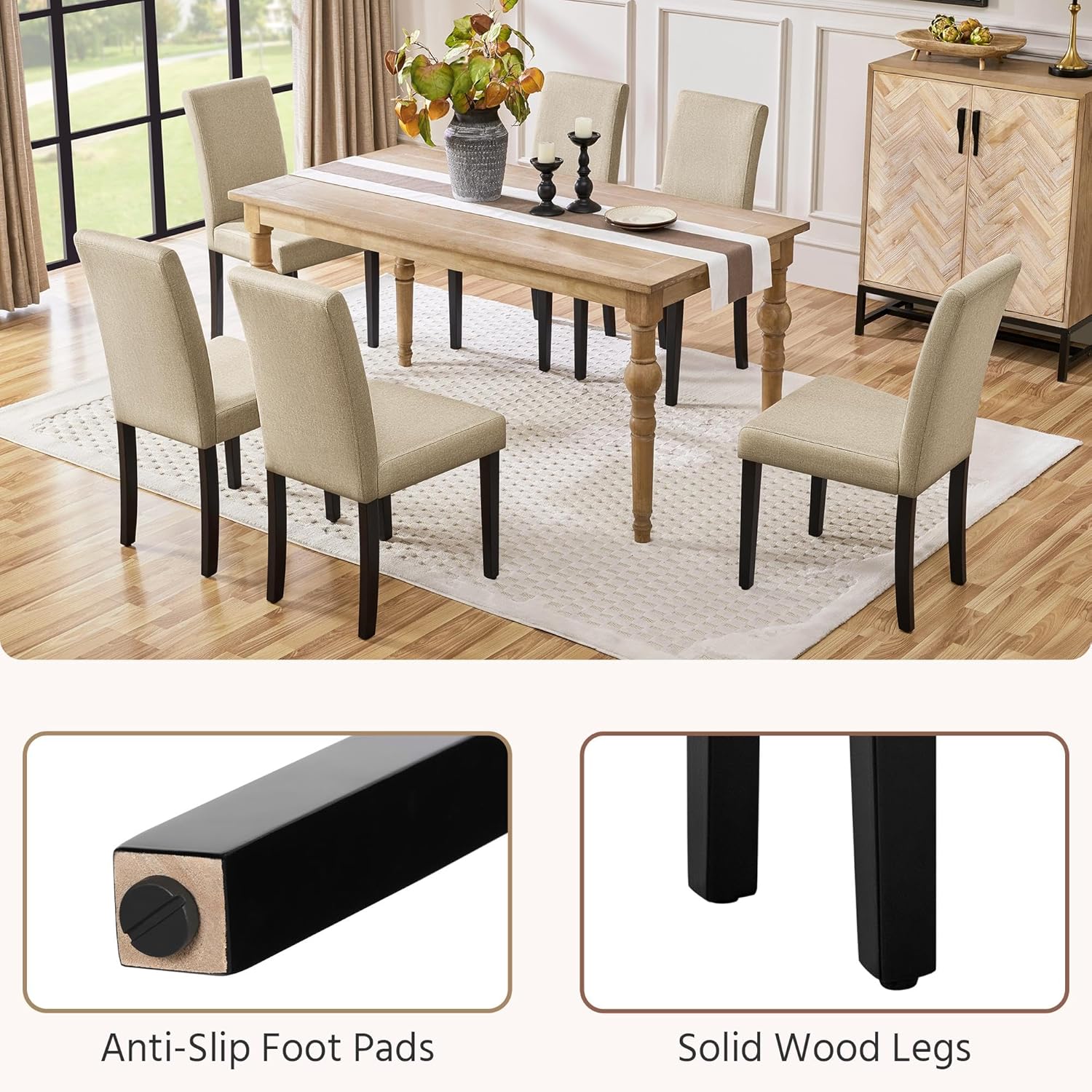 Yaheetech Dining Chairs Set of 4 Upholstered Kitchen Chairs Black