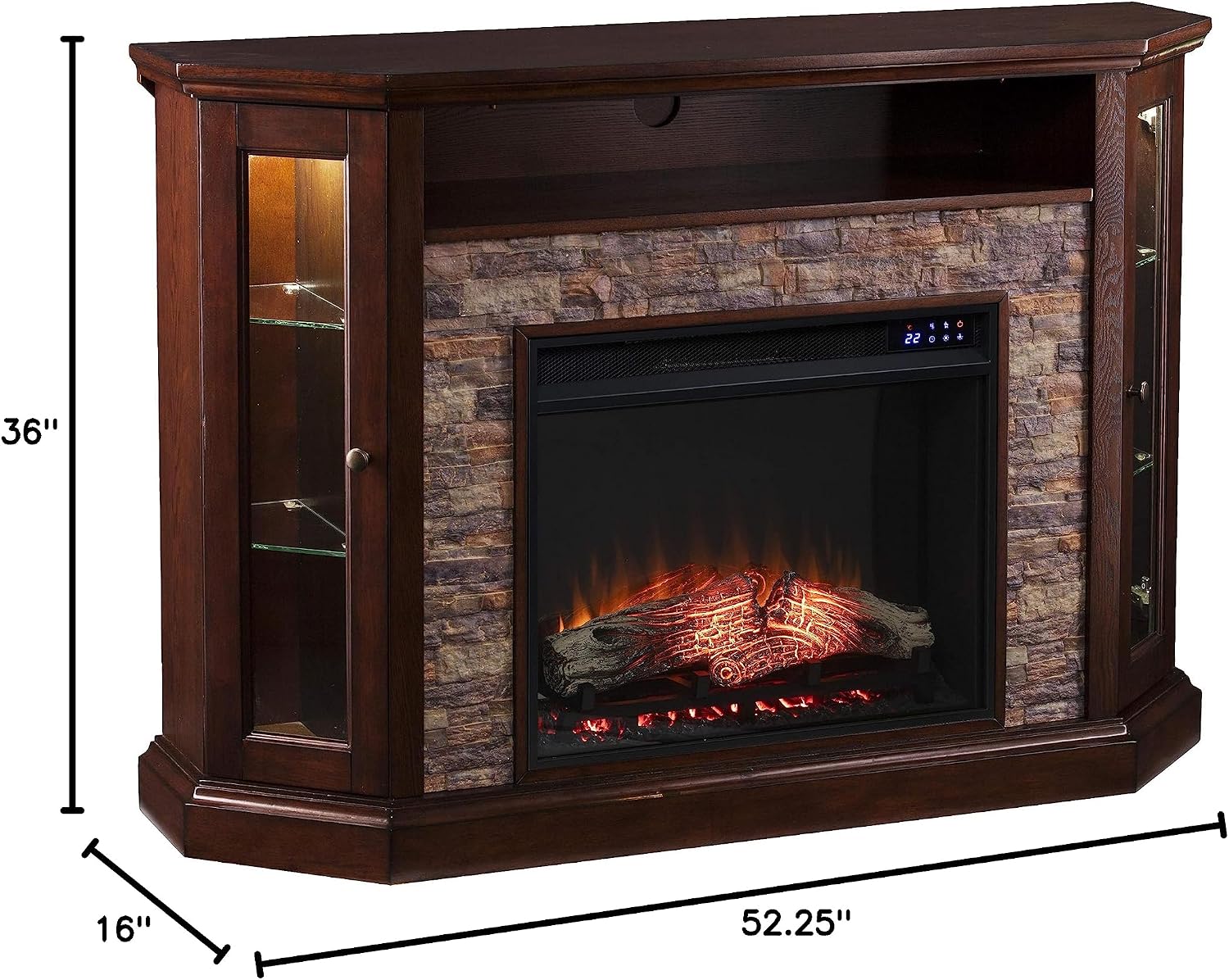 SEI Furniture - Redden Corner-Convertible Electric Fireplace with Touch Screen - Espresso - Transitional Design