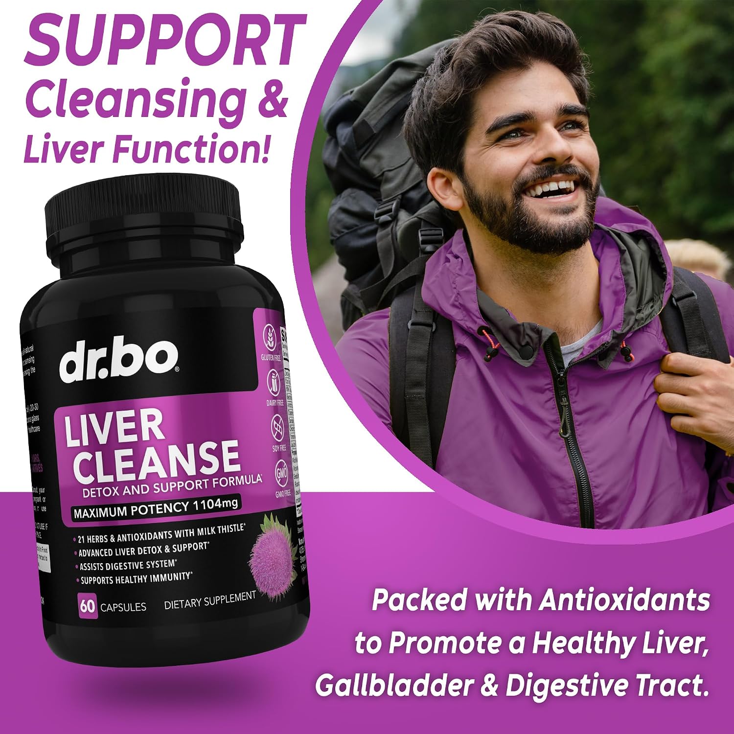 Liver Cleanse Detox Support Supplement - Complete Health Repair Pills with Artichoke, Berberine