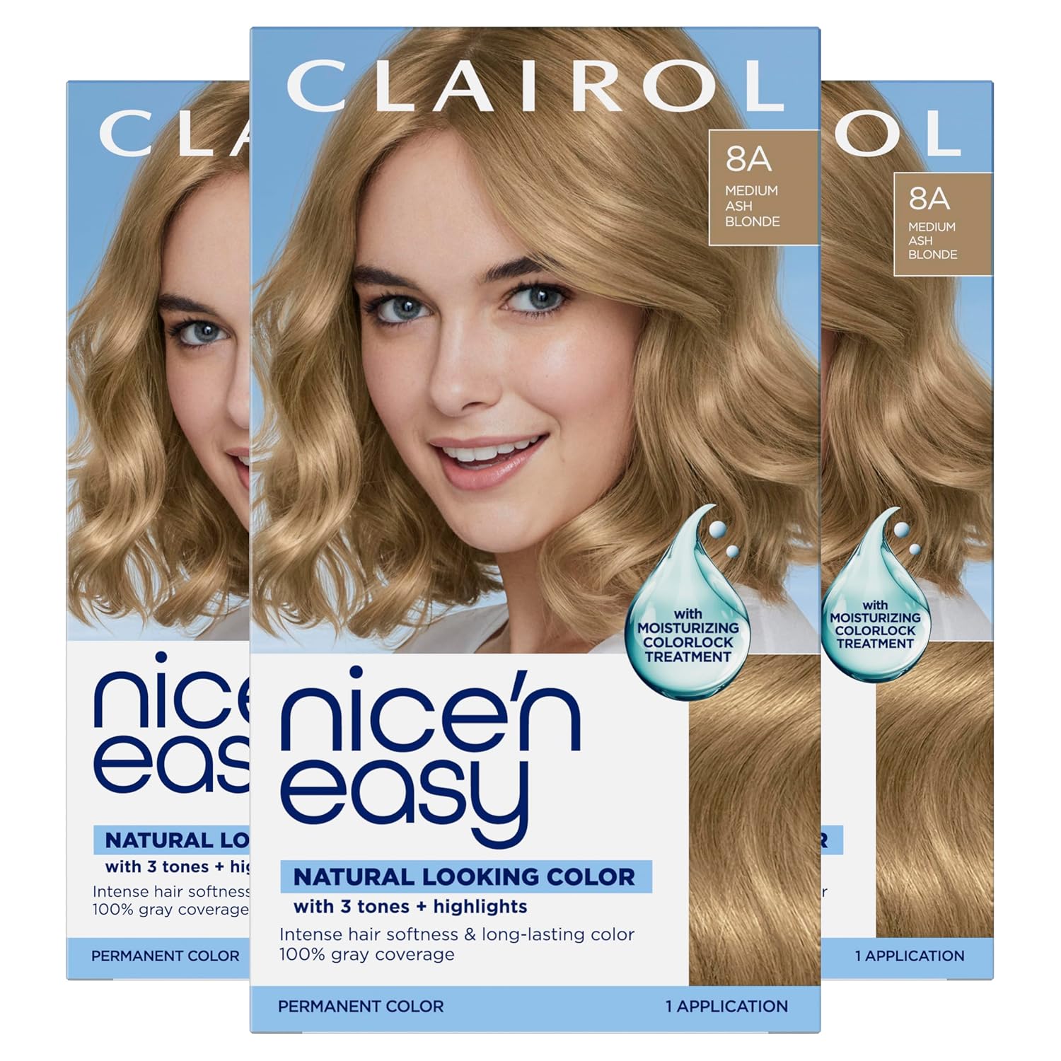 Clairol Nice'n Easy Permanent Hair Dye, 6A Light Ash Brown | Pack of 3