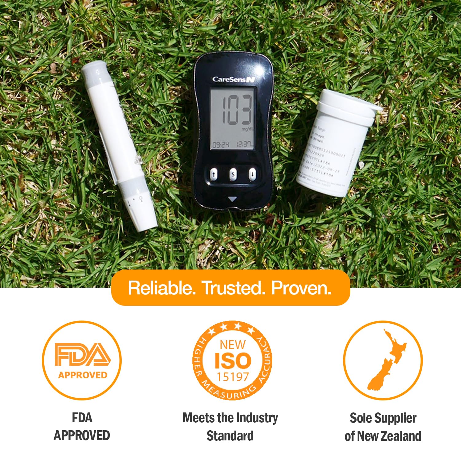 CareSens N Blood Glucose Monitor Kit with 100 Blood Sugar Test Strips, 100 Lancets, 1 Blood Glucose Meter, 1 Lancing Device, 1 Control Solution
