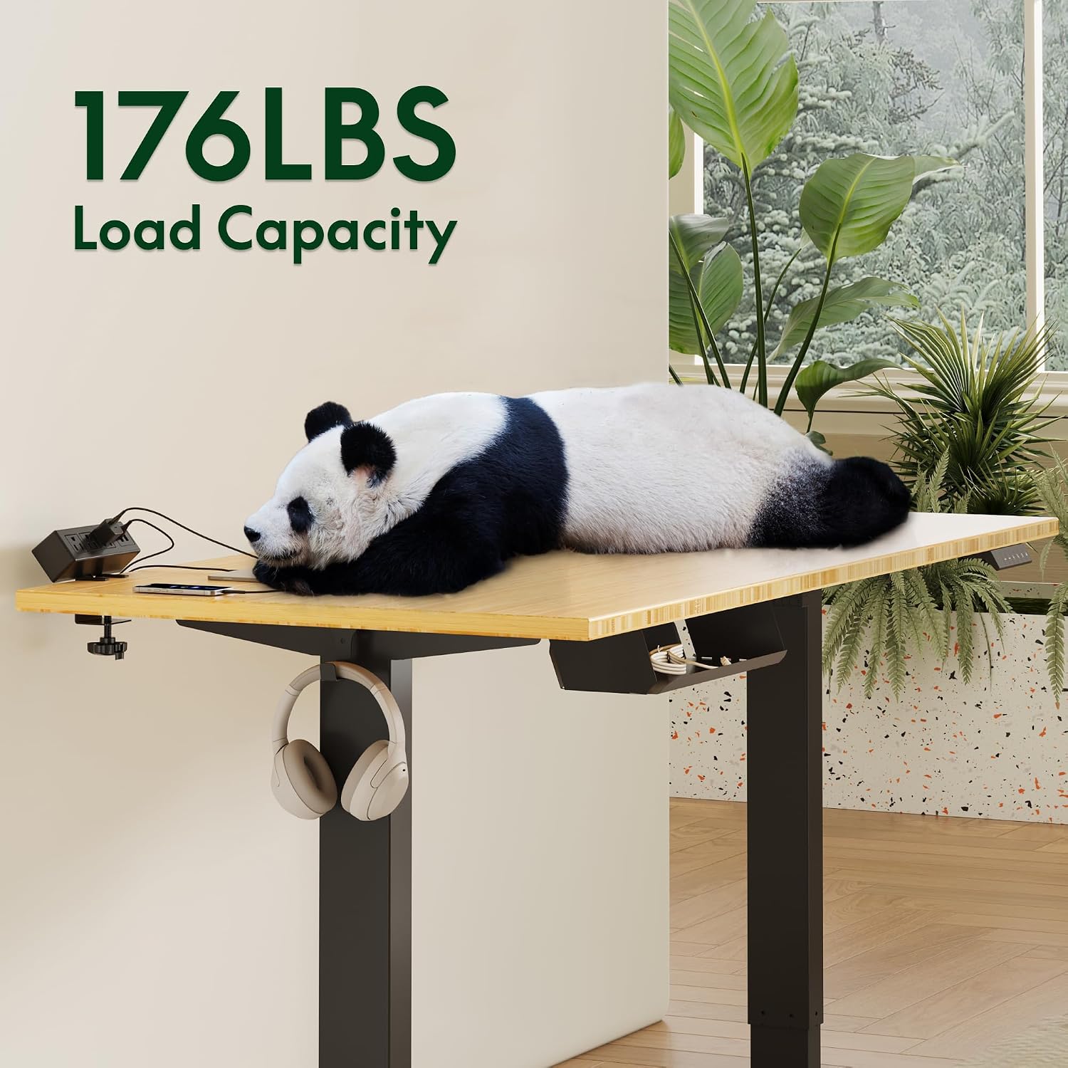 FLEXISPOT EN2 48"x24" Standing Desk with Power Strip Bundle, Black