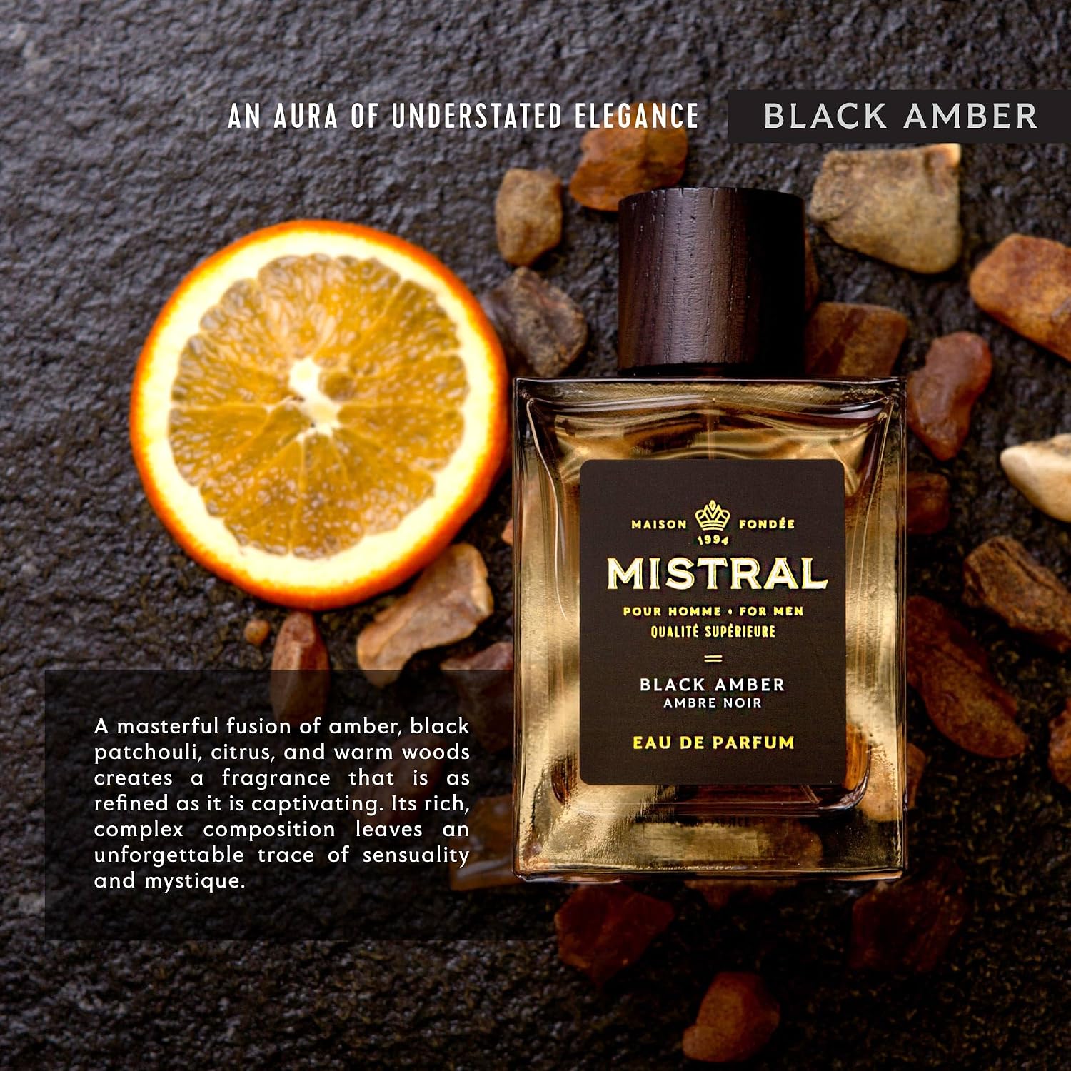 Mistral Bourbon Vanilla Eau de Parfum for Men, Men's Cologne, 3.4 Oz | Warm & Sweet Masculine Scent with Vanilla, Patchouli & Sandalwood, Cruelty-Free, Long-Lasting Perfume, Made in France