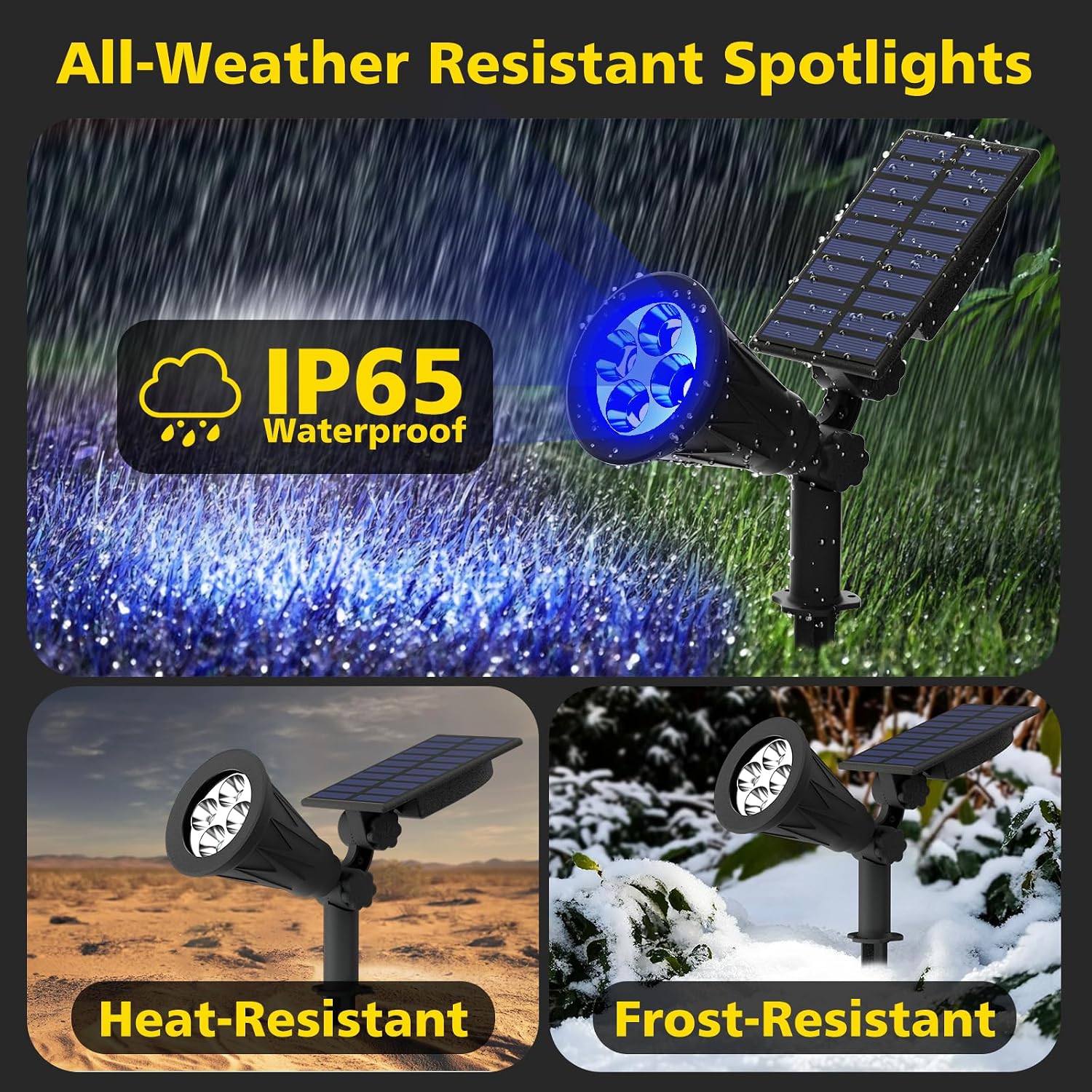 T-SUN Color Changing Solar Spot Lights Outdoor Waterproof, 7 LEDs, 2 Pack | 7 Color Changing Modes, IP65 Waterproof Dusk to Dawn Solar Uplights for Tree, Patio, Yard, Garden, Driveway, Pool Area
