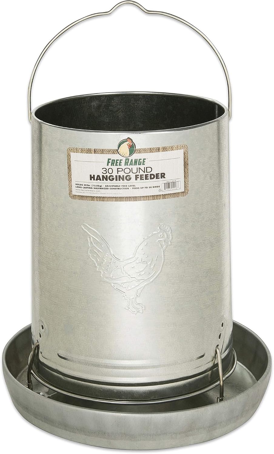 Harris Farms 1000293 Galvanized Hanging Poultry Feeder, 15 lbs, Metal