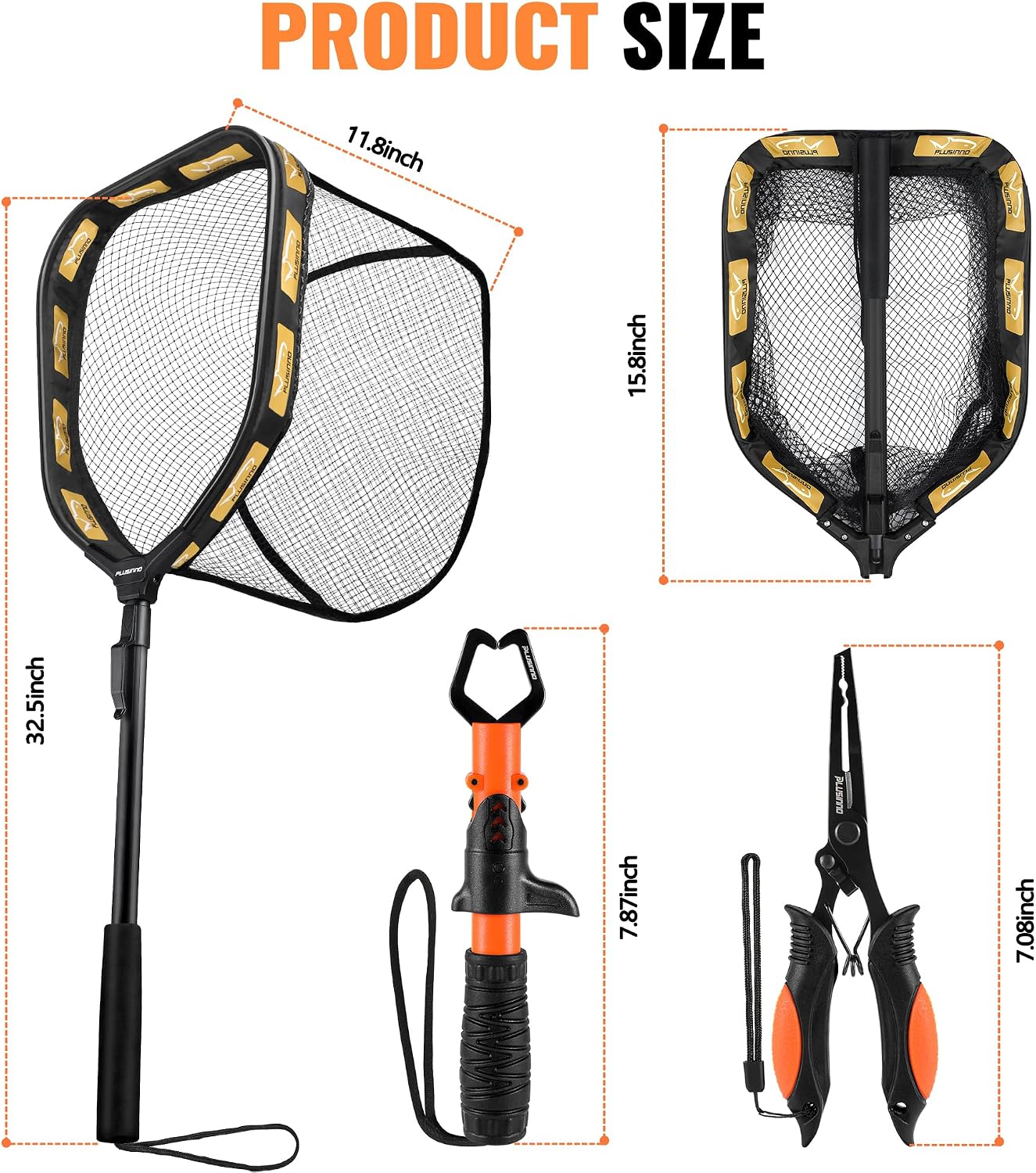 PLUSINNO Floating Fishing Net for Steelhead, Salmon, Fly, Kayak, Catfish, Bass, Trout Fishing