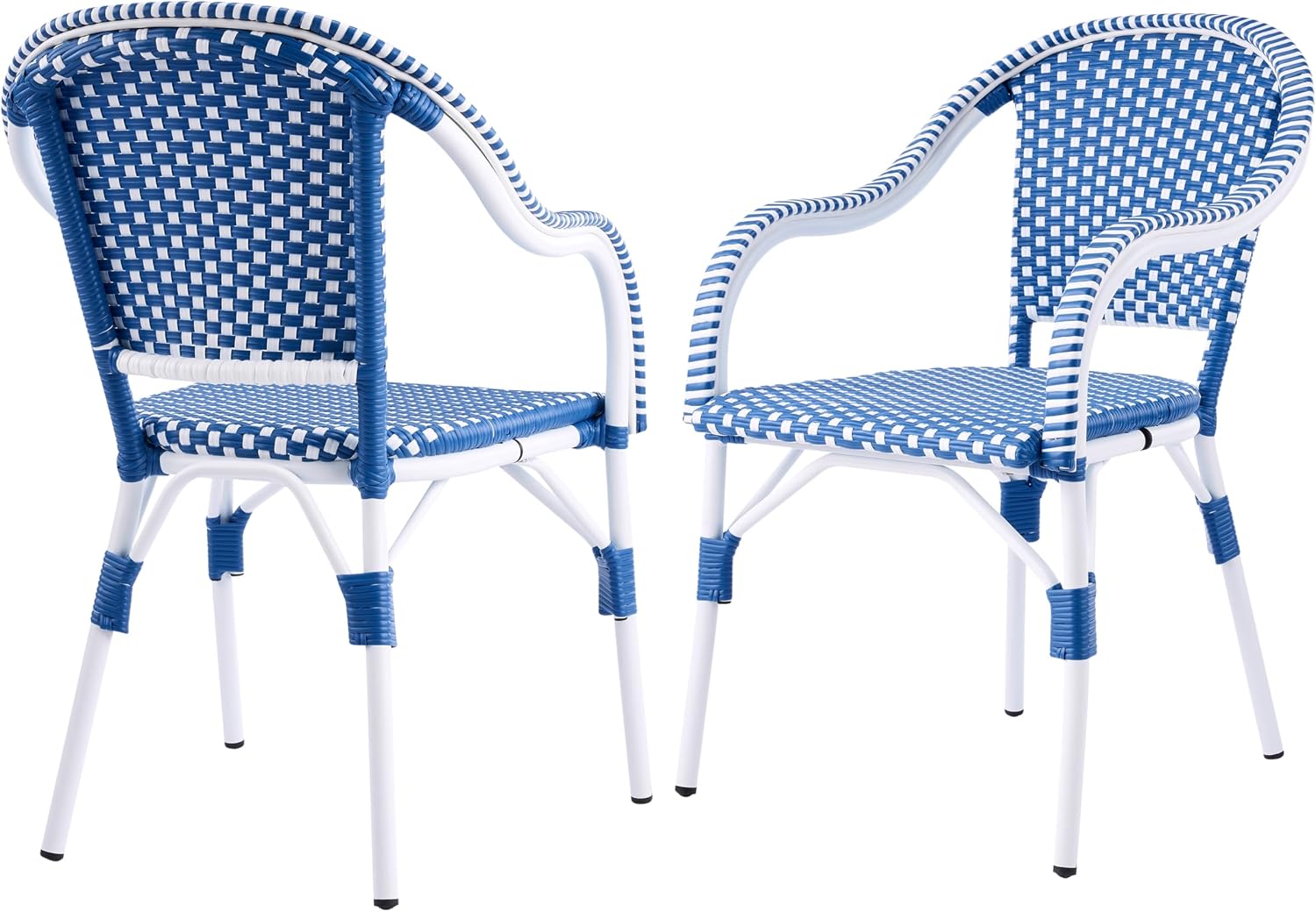 Christopher Knight Home Gwendolyn Outdoor French Bistro Chairs (Set of 4), Black + White + Bamboo Print Finish