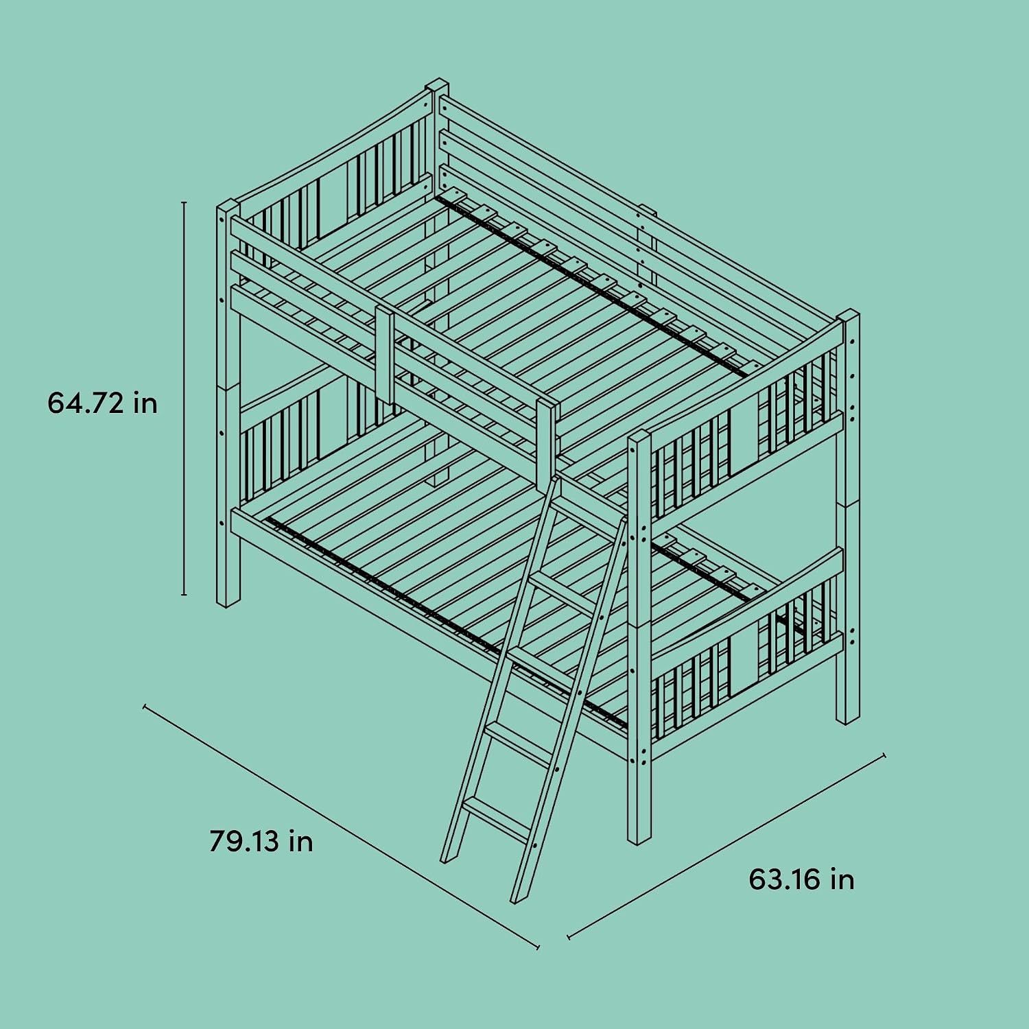 Storkcraft Caribou Twin-Over-Twin Bunk Bed, Navy | GREENGUARD Gold Certified, Wood Twin Bunk Beds for Kids Bedroom, Converts to 2 Individual Twin Beds, No Box Spring Required
