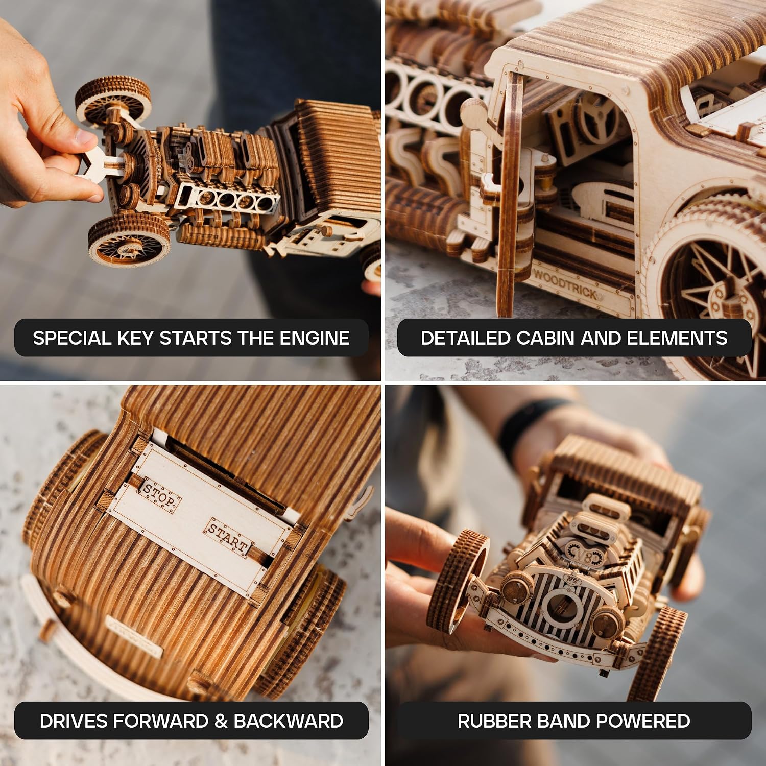 Wood Trick Hot Rod Car 3D Wooden Puzzles for Adults to Build