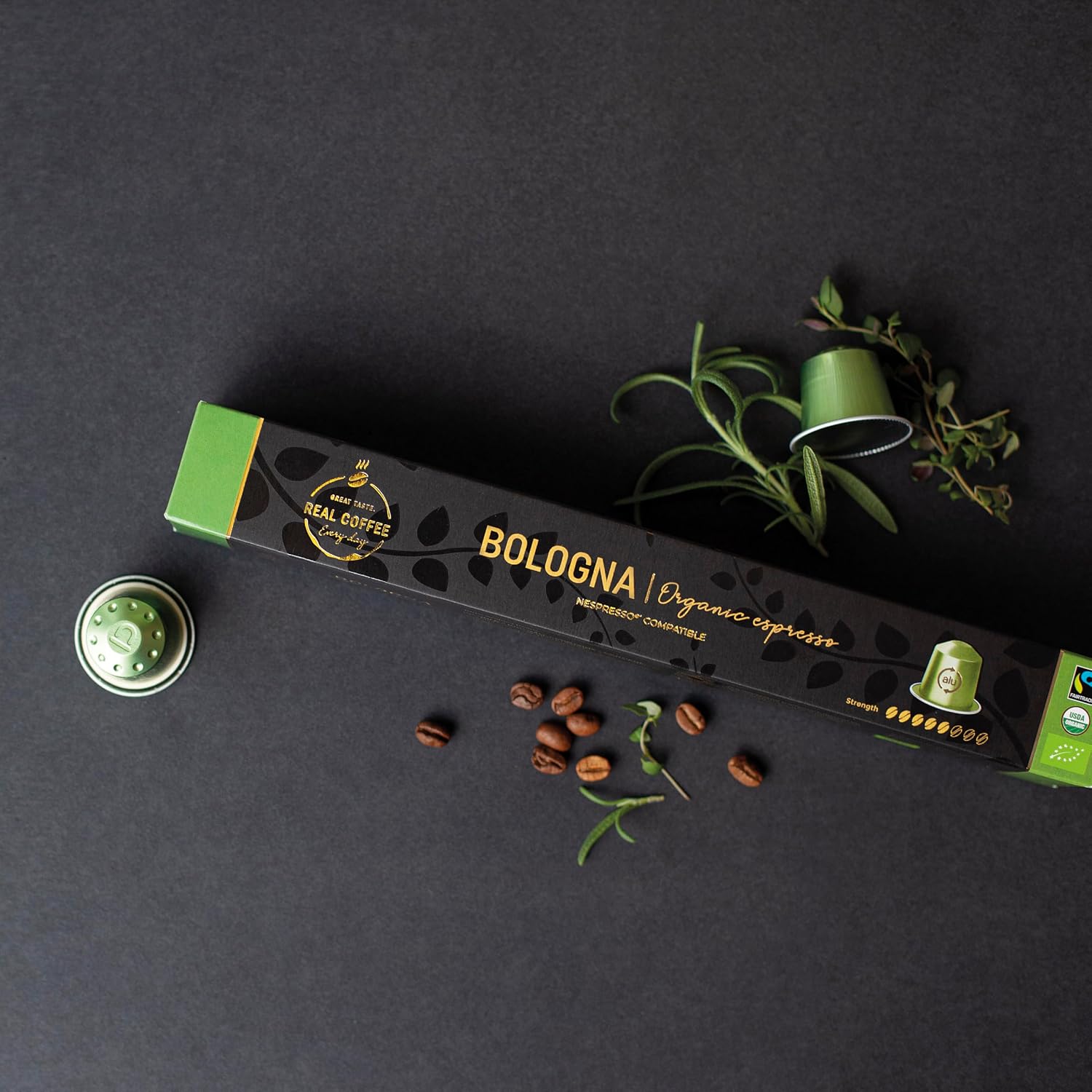 Bologna Organic Italian Espresso for Nespresso Original Line Machines | 100 Aluminum Capsules | Smooth Velvety Flavor | Fairtrade | Espresso Coffee