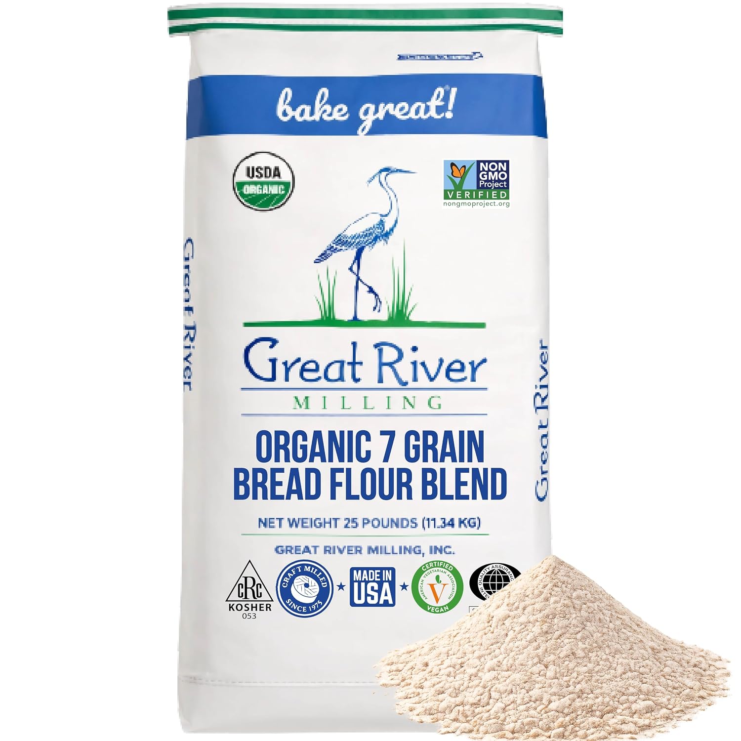 Great River Milling Organic 7 Grain Bread Flour, 25 lb