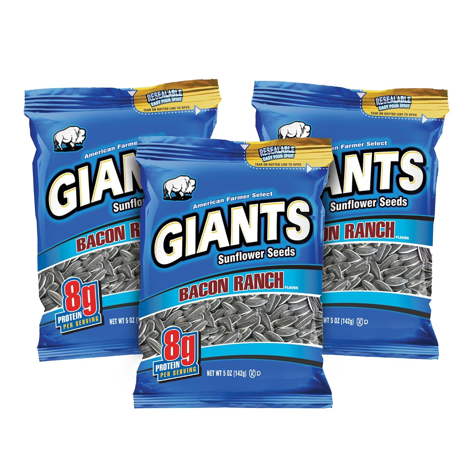 GIANTS Original Sunflower Seeds - Sunflower Seeds to Eat, Sunflower Seeds Bulk, Lightly Salted Sunflower Seeds for Eating, High Protein Snack - 5.75 oz Resealable Bags (Case of 12)