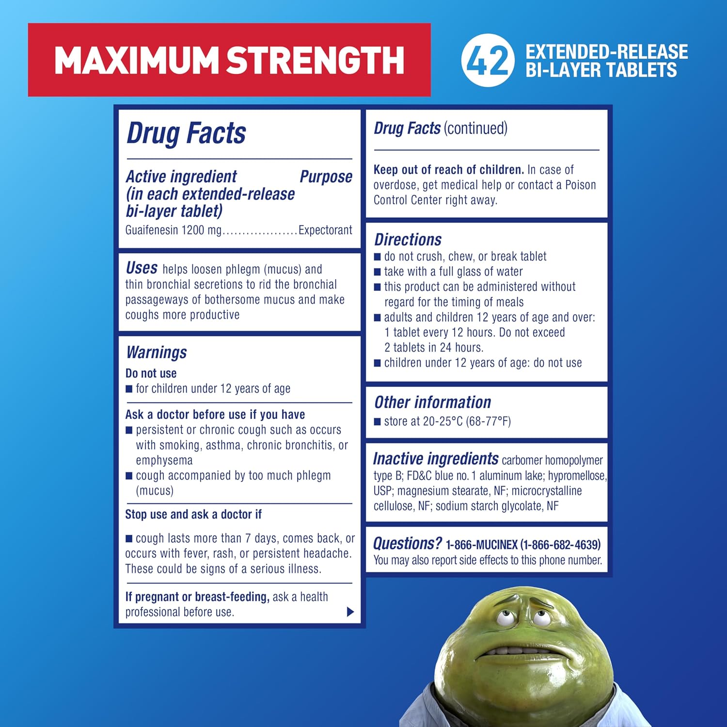 Chest Congestion, Mucinex Maximum Strength 12 Hour Extended Release Tablets, 42ct