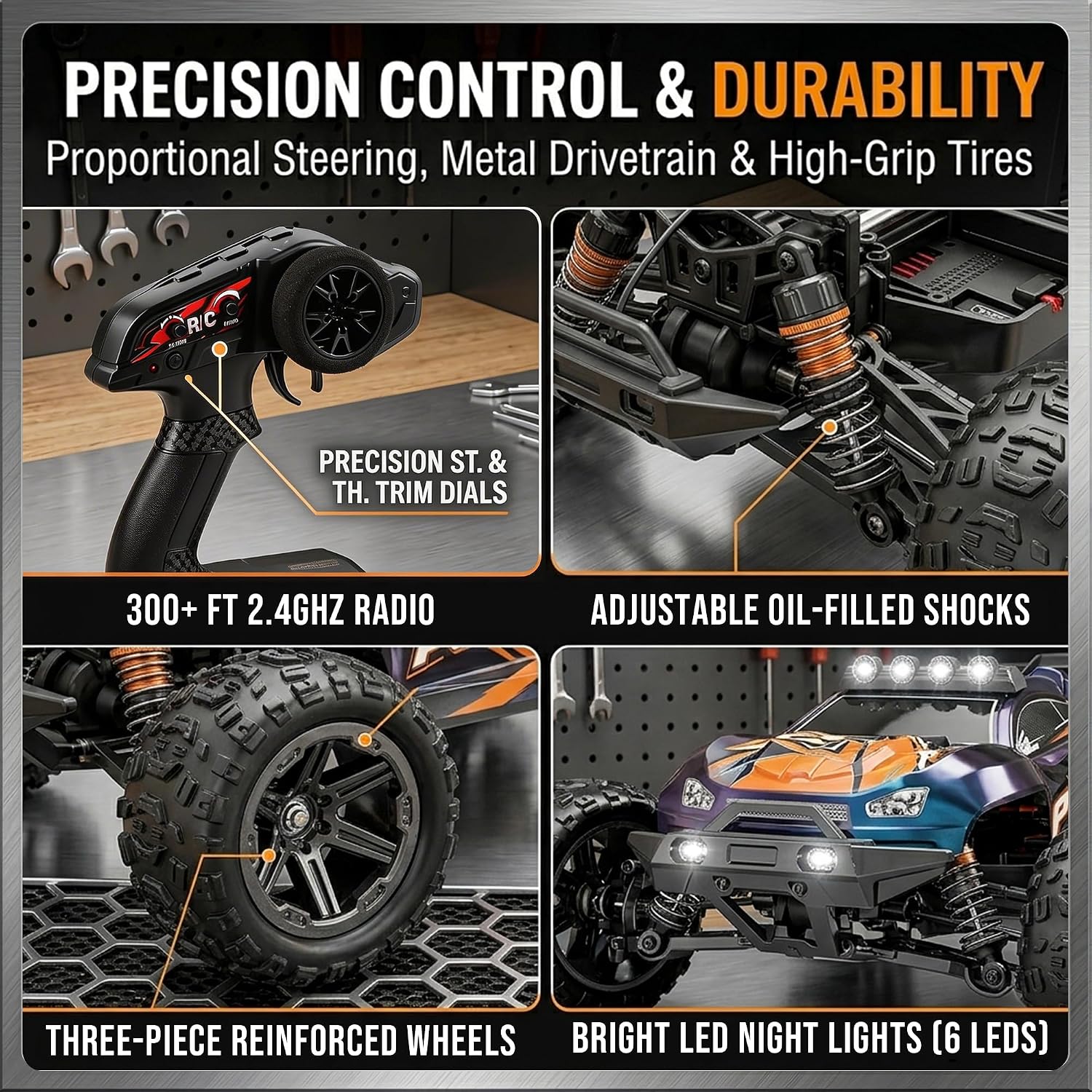 V3 1/14 Fast RC Cars for Adults, 4x4 Offroad Waterproof Monster Truck | 40+ mph High Speed Remote Control Drift Buggy Car , Electric Powered All Terrain Truggy with 2S Battery for Snow Sand