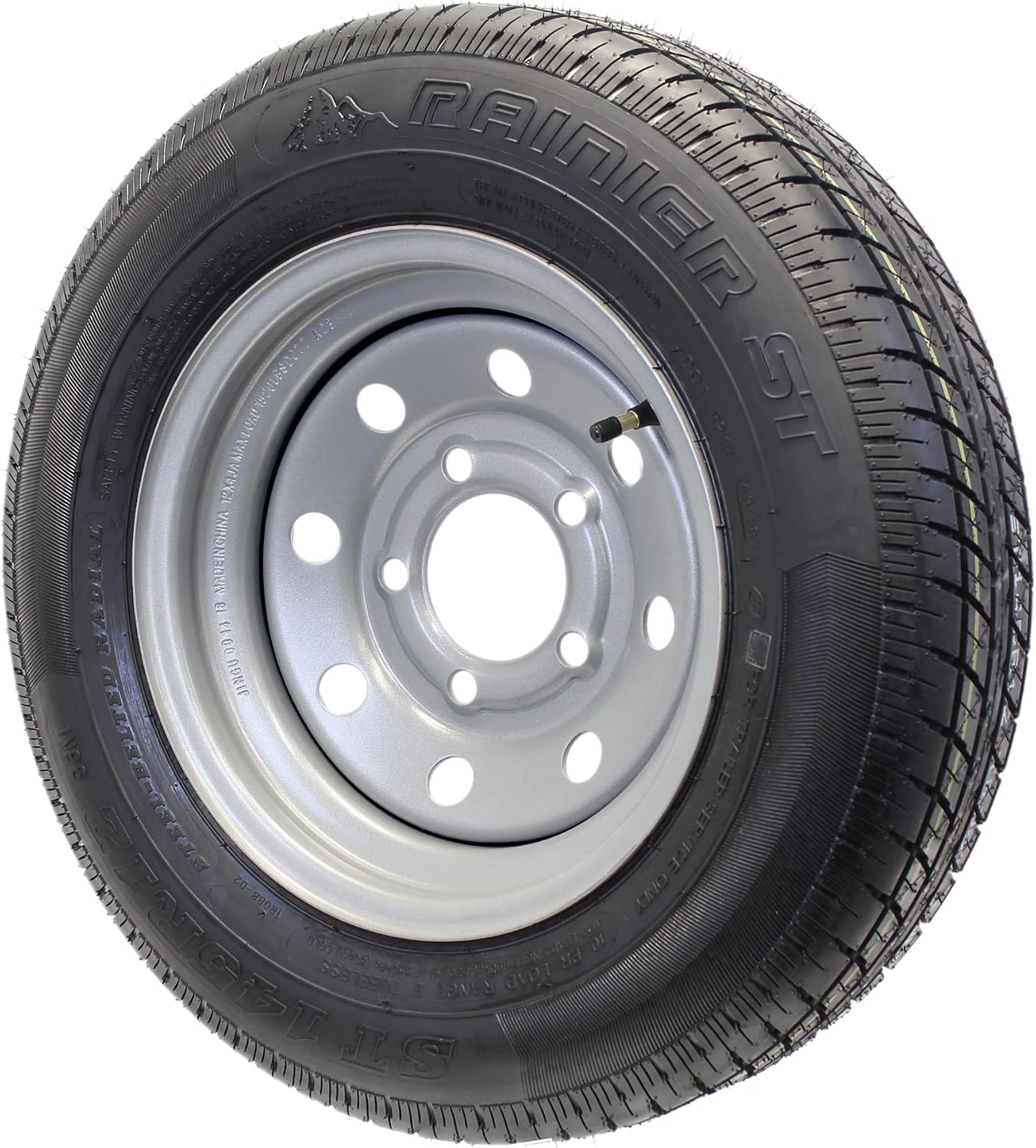 eCustomrim 2-Pack Radial Trailer Tire Rim Assembly ST145/R12 Silver 5 Lug