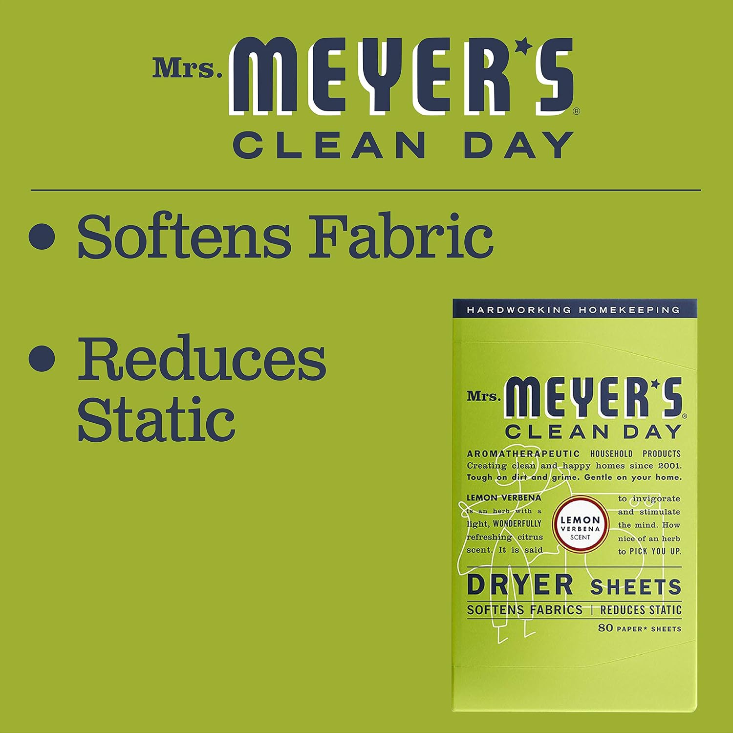 MRS. MEYER'S CLEAN DAY Dryer Sheets, Lavender, 80 ct