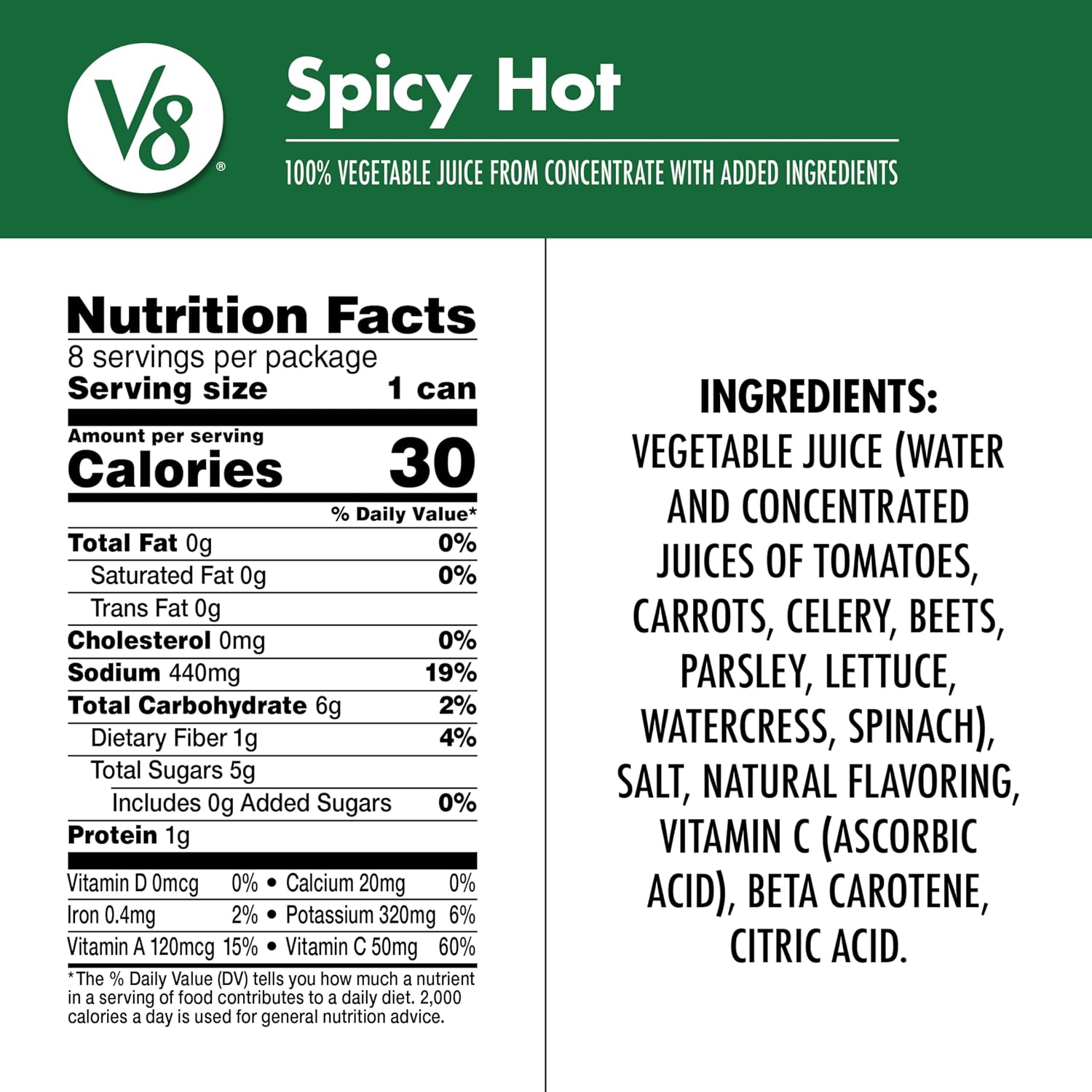 V8 Low Sodium Original 100% Vegetable Juice, 11.5 fl oz Can (24 Pack)