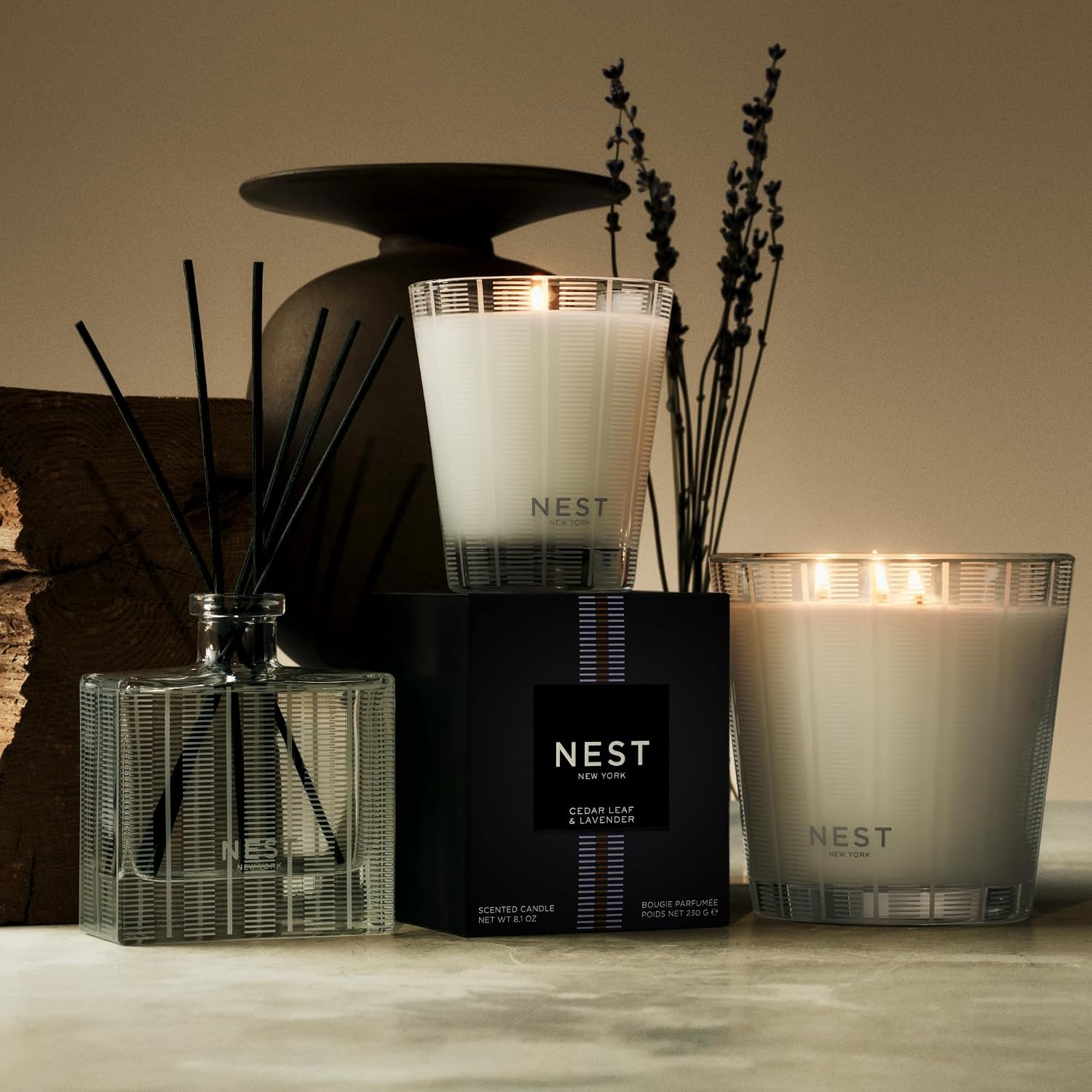 NEST New York Scented Classic Candle, Grapefruit - 8.1 oz - Up to 60-Hour Burn Time - Reusable Glass Vessel
