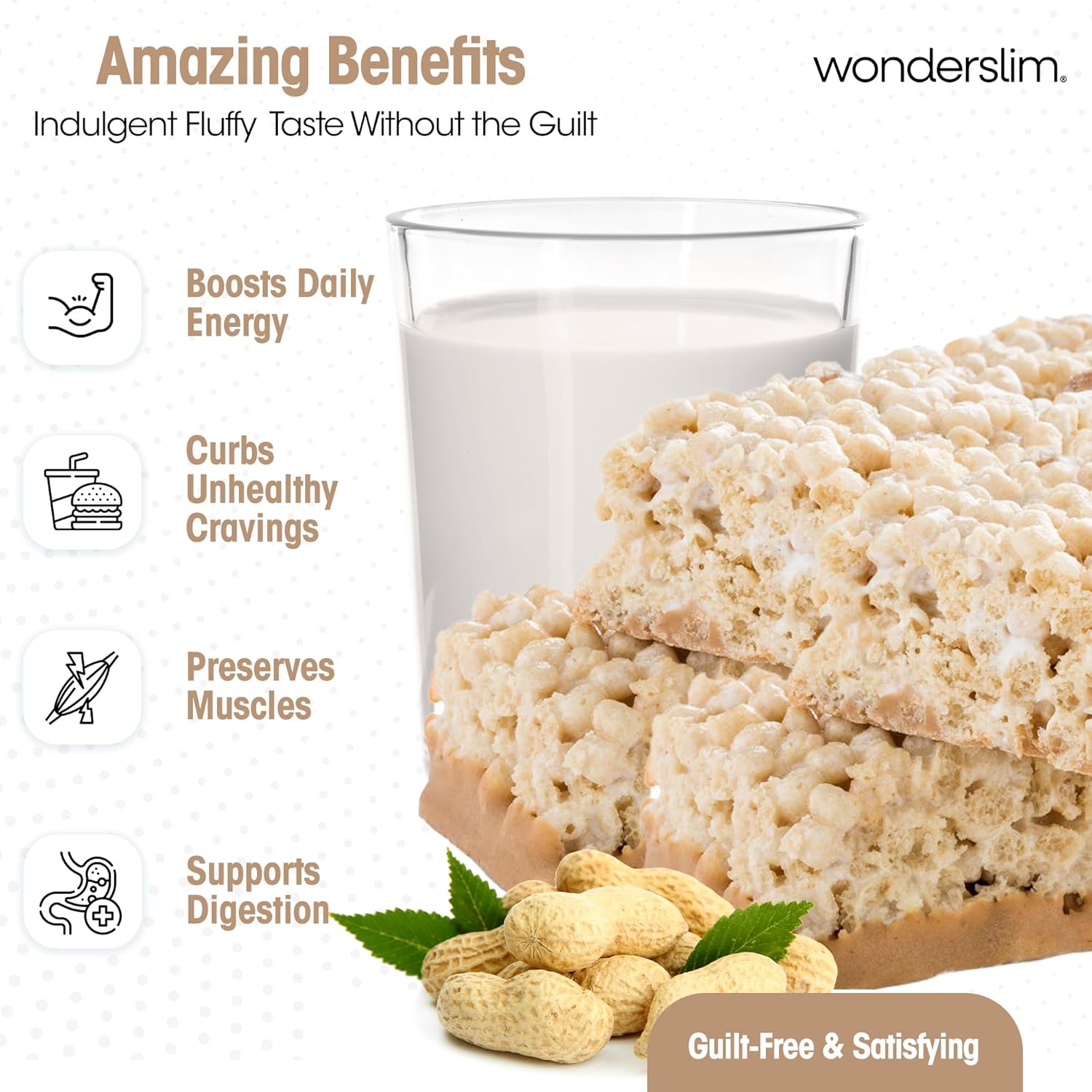 Wonderslim High Fiber Protein Bars, Low Calorie Snack – Fluffy Nutter, 7ct | 15g Protein, 7g Fiber – Gluten-Free, Low Sugar, Protein Snack Bars for Hunger & Craving Control, Weight Management Support