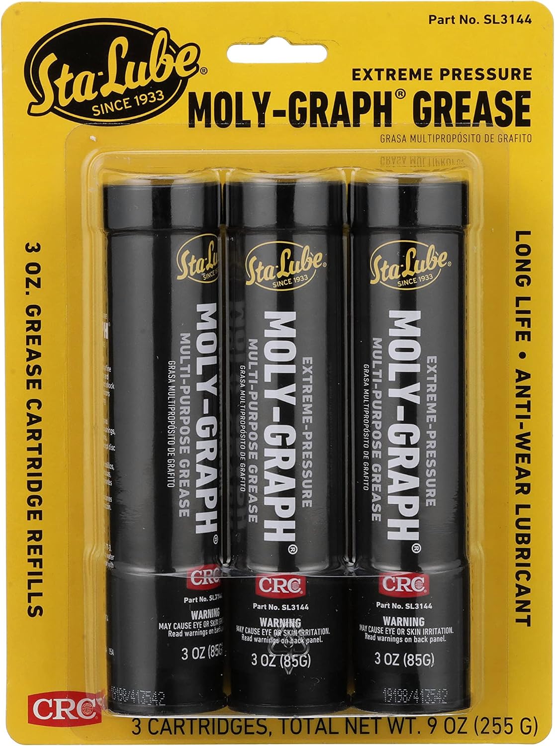Sta-Lube Moly-Graph Extreme Pressure Multi-Purpose Grease SL3144 - [Pack of 3] 3 Wt Oz., Extreme Pressure