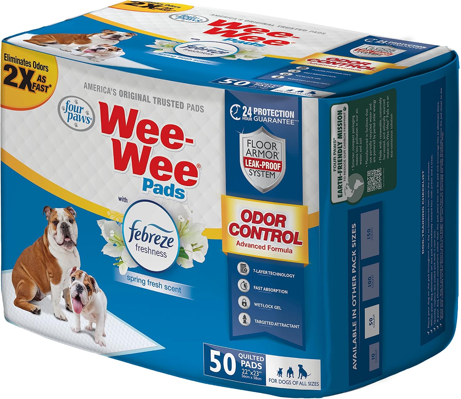 Four Paws Wee-Wee Odor Control Dog Pee Pads with Febreze Freshness