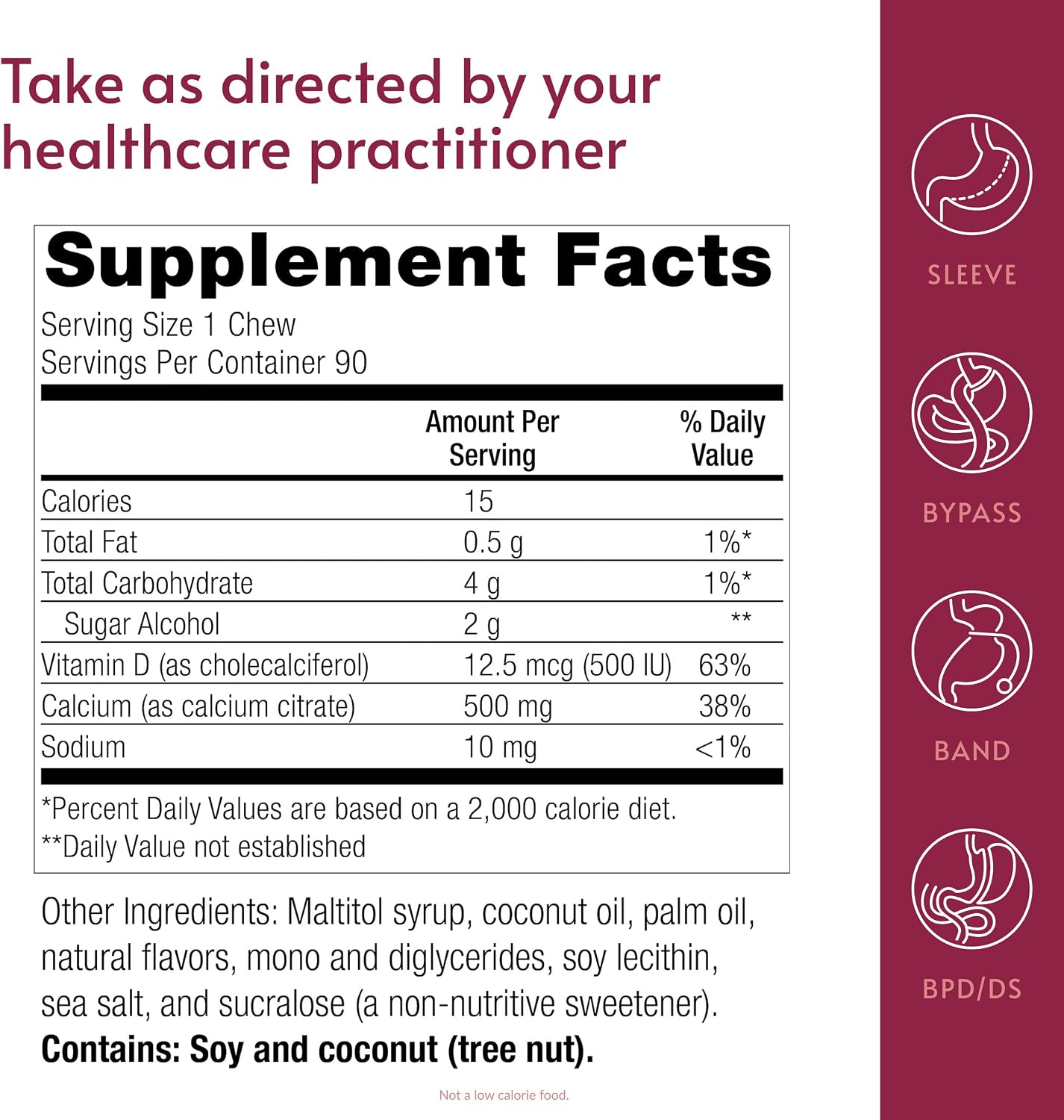 Bariatric Advantage Calcium Citrate Chewy Bites 500 mg - Highly Absorbable & Digestible - Vitamin D3 - Easily Chewable Calcium Supplement - Caramel Flavor - 90 Count