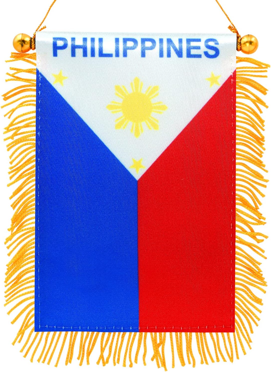 Anley 4 X 6 Inch Nicaragua Fringy Window Hanging Flag - Mini Banner & Car Rearview Mirror Décor - Fringed Nicaraguan Hanging Flag with Suction Cup
