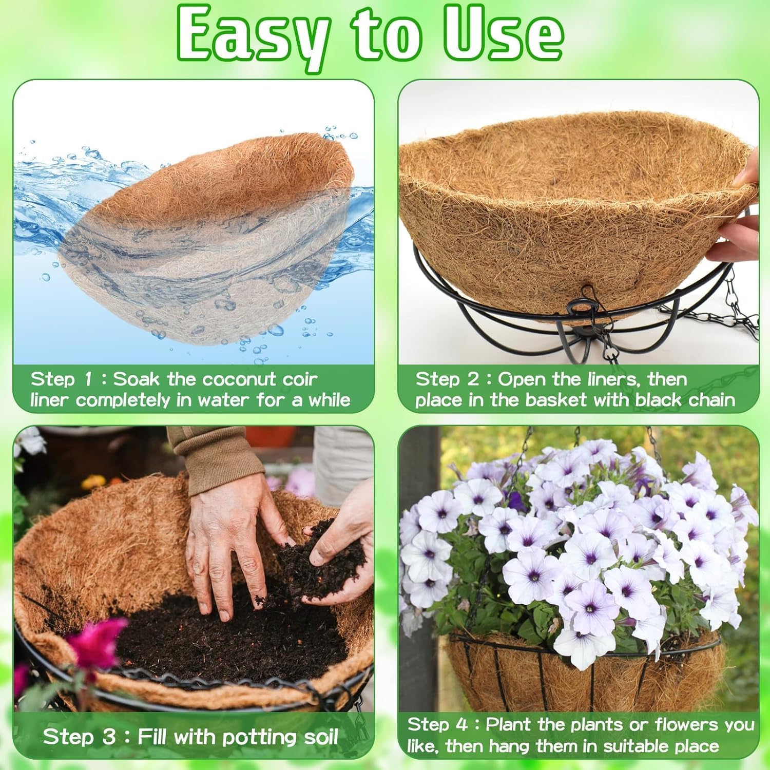 ZeeDix 3 Pack 10 Inch Metal Hanging Baskets