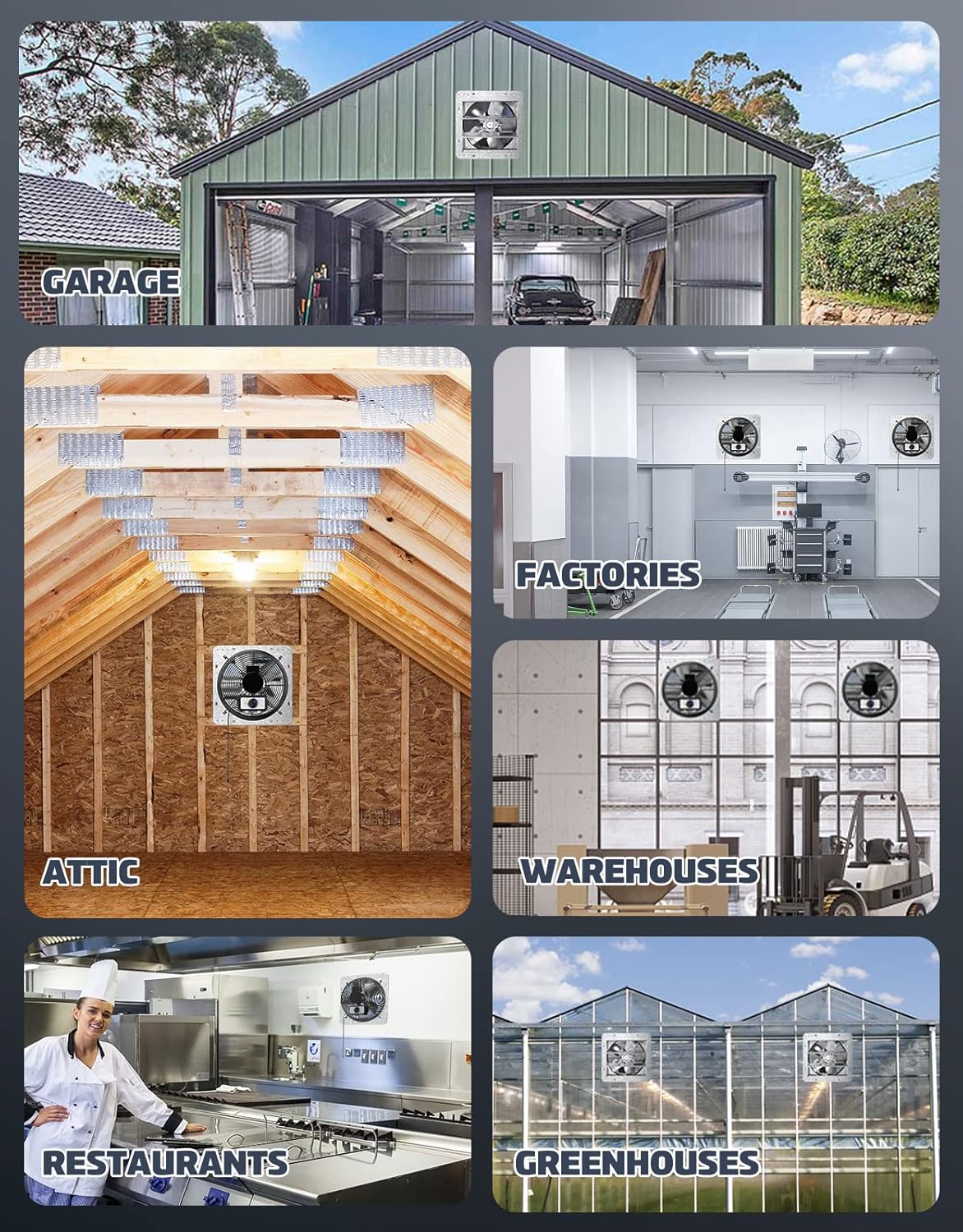 iLIVING 12" Wall Mounted Shutter Exhaust Fan, Automatic Shutter, with Thermostat and Variable Speed controller, 0.6A, 960 CFM