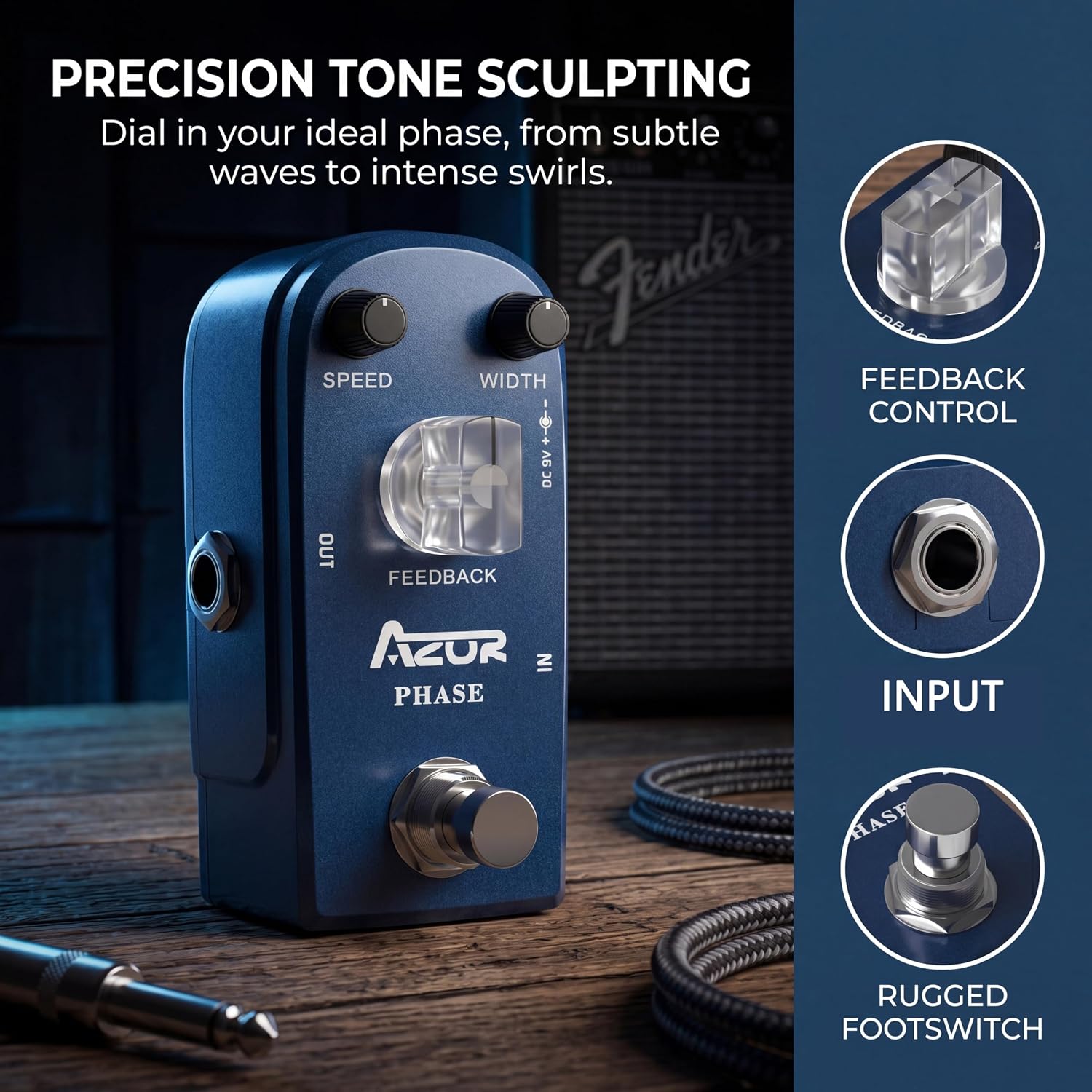 AZOR 5 Band Bass EQ Pedal, Aluminium Alloy True Bypass Equalizer Effect Pedal, Compact Mini Tone Control Pedal for Electric Bass Guitar