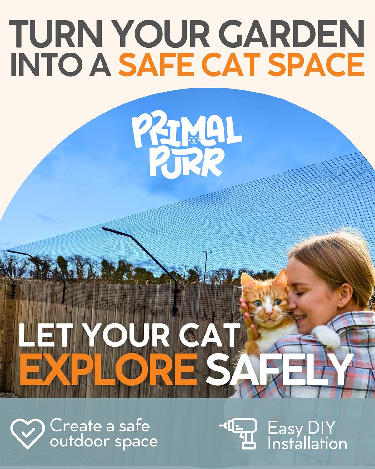 Cat Fence Outdoor Barrier - Top of Fence Height Extender Solution for Pets - Wall Topper – Invisible Solution for Small Dogs - Cat proofing Fence