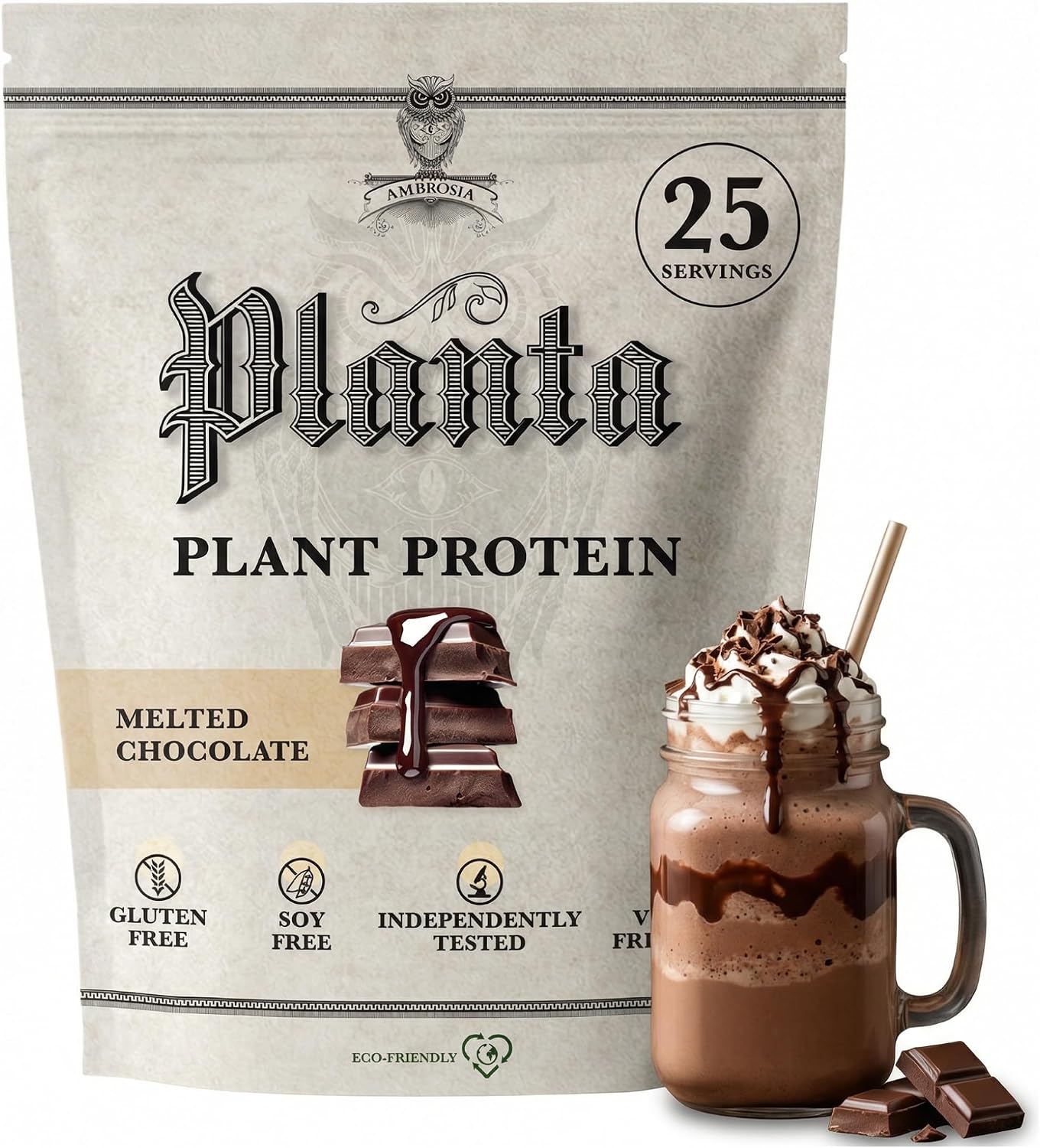 Ambrosia Plant Based Protein Powder 20g | Clean Vegan Pea Protein Powder | Gluten & Dairy Free, Keto Friendly, No Added Sugar | 25 Servings | Banana Maple