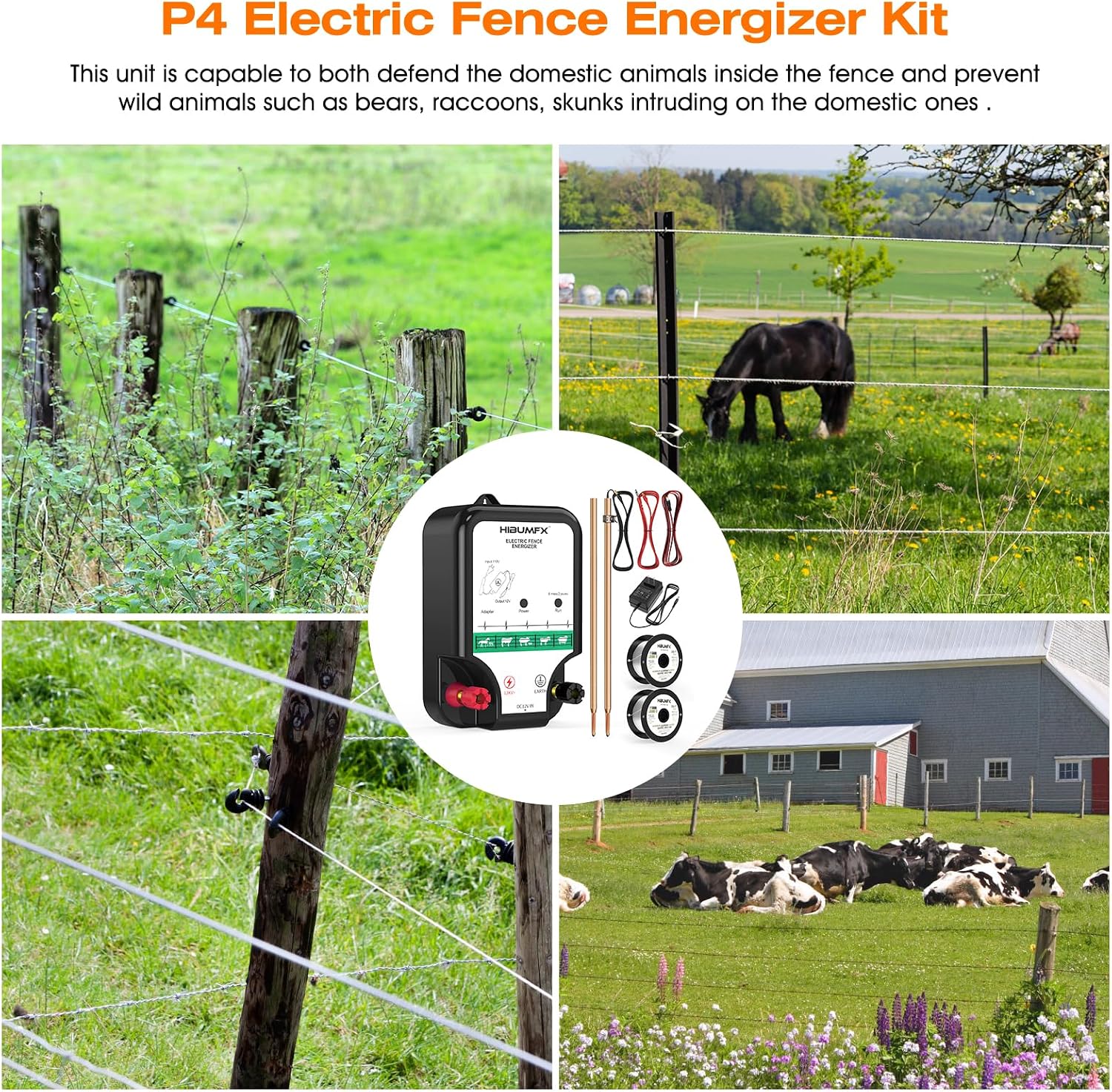 Fence Charger, Electric Fence Energizer Fencing System for Containing Dogs, Livestock and Preventing Wild Animals Intruding