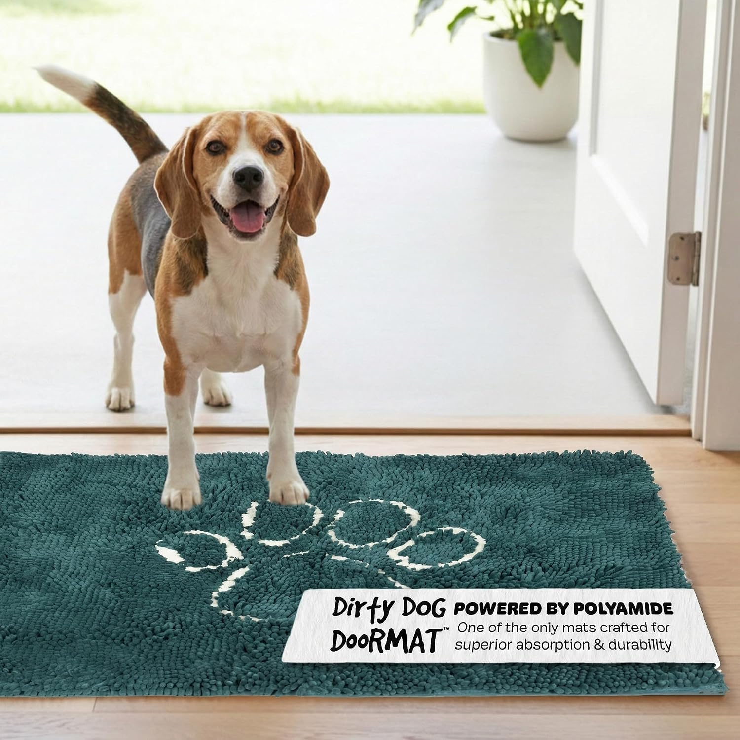 Dog Gone Smart Dirty Dog Doormat - Fast Drying Rug with Super Gripper Backing for Clean Floors - Super Absorbent and Machine Washable Mat for Muddy Paws - Grey