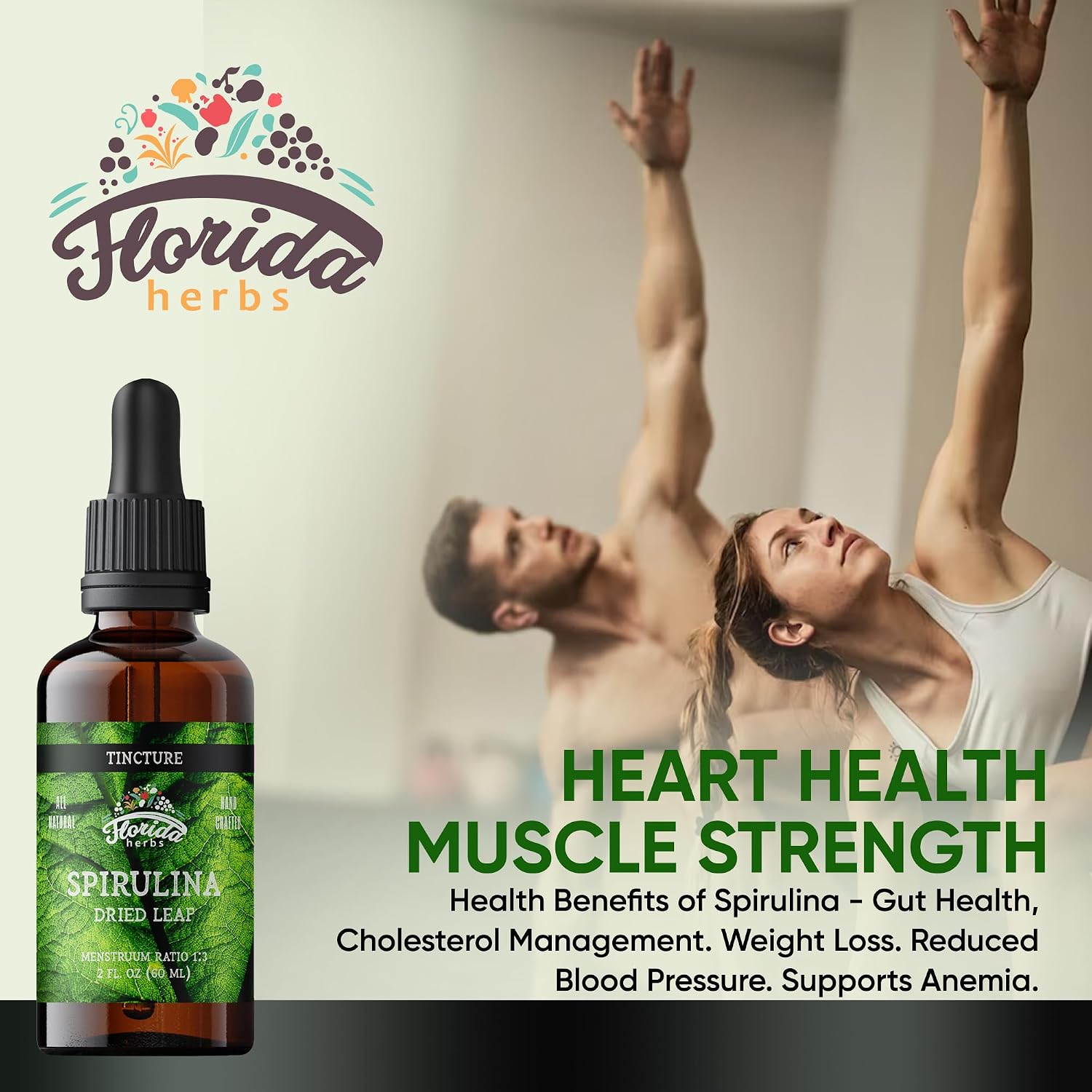 Spirulina Tincture, Organic Spirulina Extract (Arthrospira Platensis) Herbal Supplement, Non-GMO in Cold-Pressed Organic Vegetable Glycerin, 700 mg