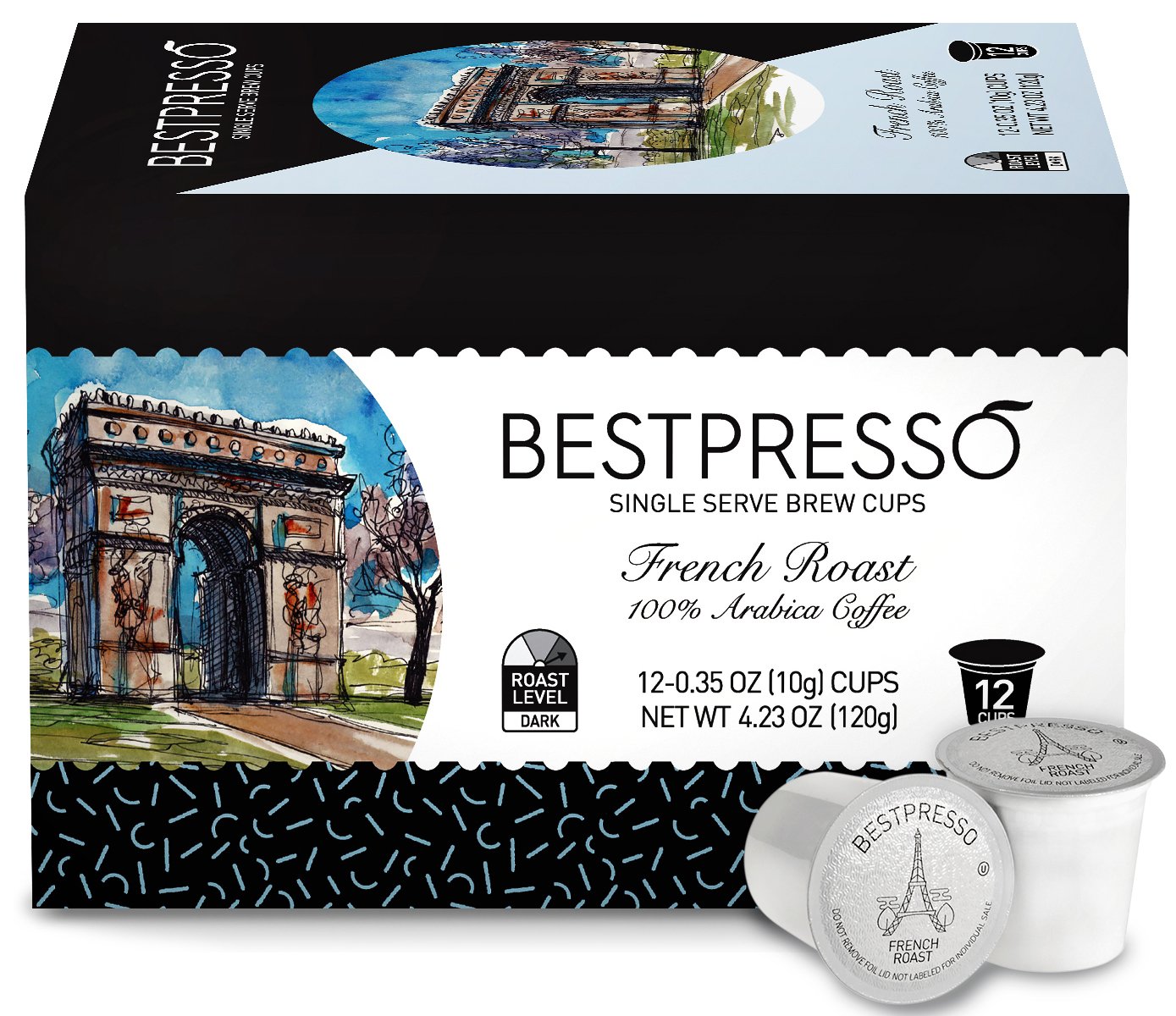 Bestpresso Coffee, Donut Shop Medium Roast Single Serve K-Cup Pods, 96 Count (Compatible With 2.0 Keurig Brewers) 8 Packs Of 12 Cups