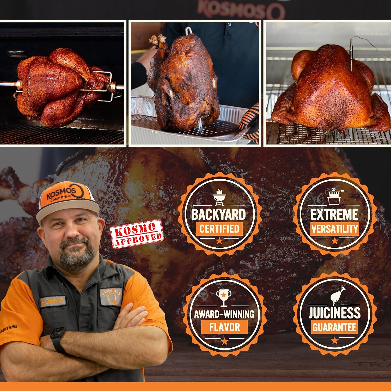 Kosmos Q Chicken Brine Soak, Brown Sugar & Worcestershire Spice Mix For Whole Bird, Breasts, Tenderloins, Grilling, Roasting, Smoking, Locks In Moisture, Savory Flavor, Easy Mix Directions, 16 Oz Bag