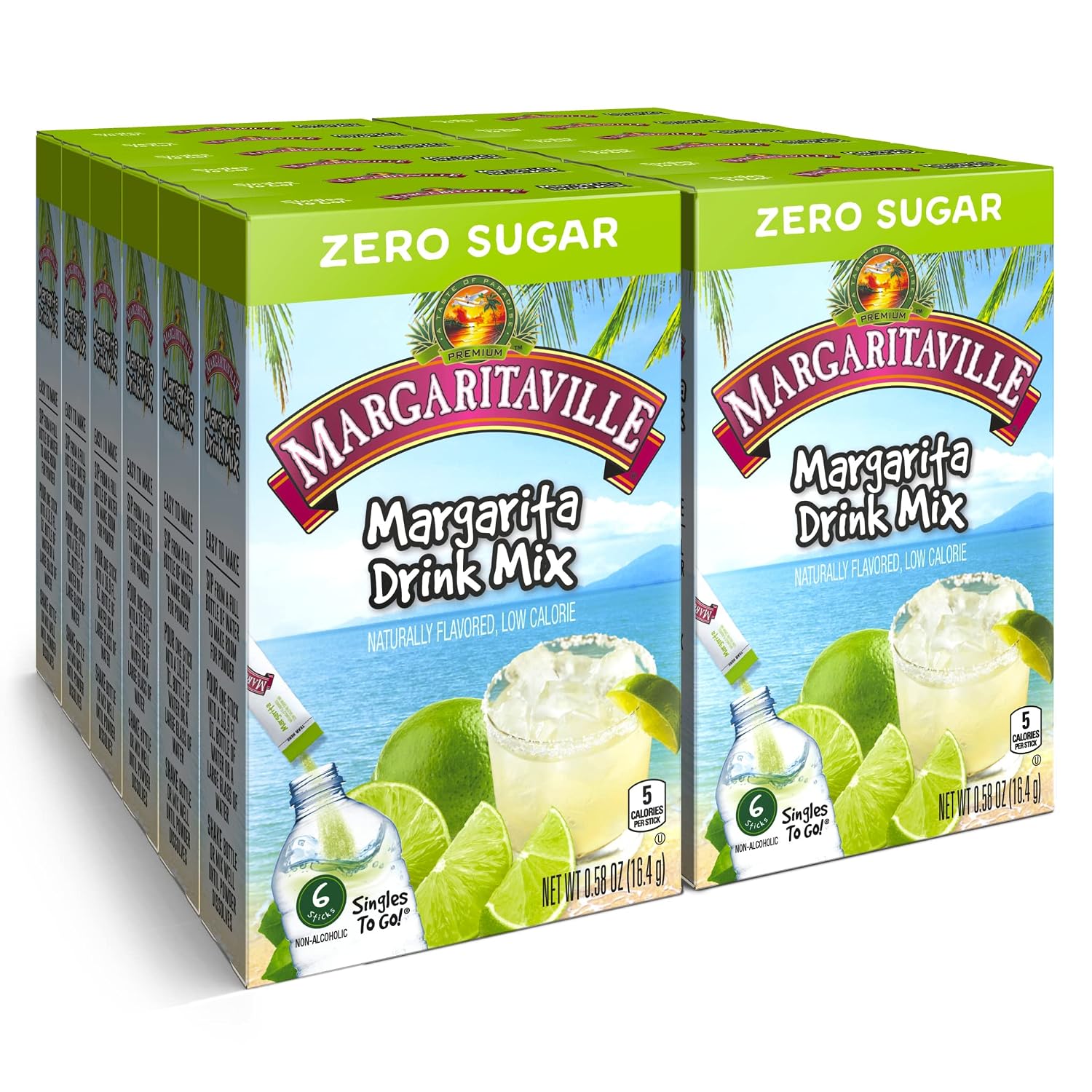Singles To Go! Margaritaville Water Drink Mix, Pina Colada, 72 Packets