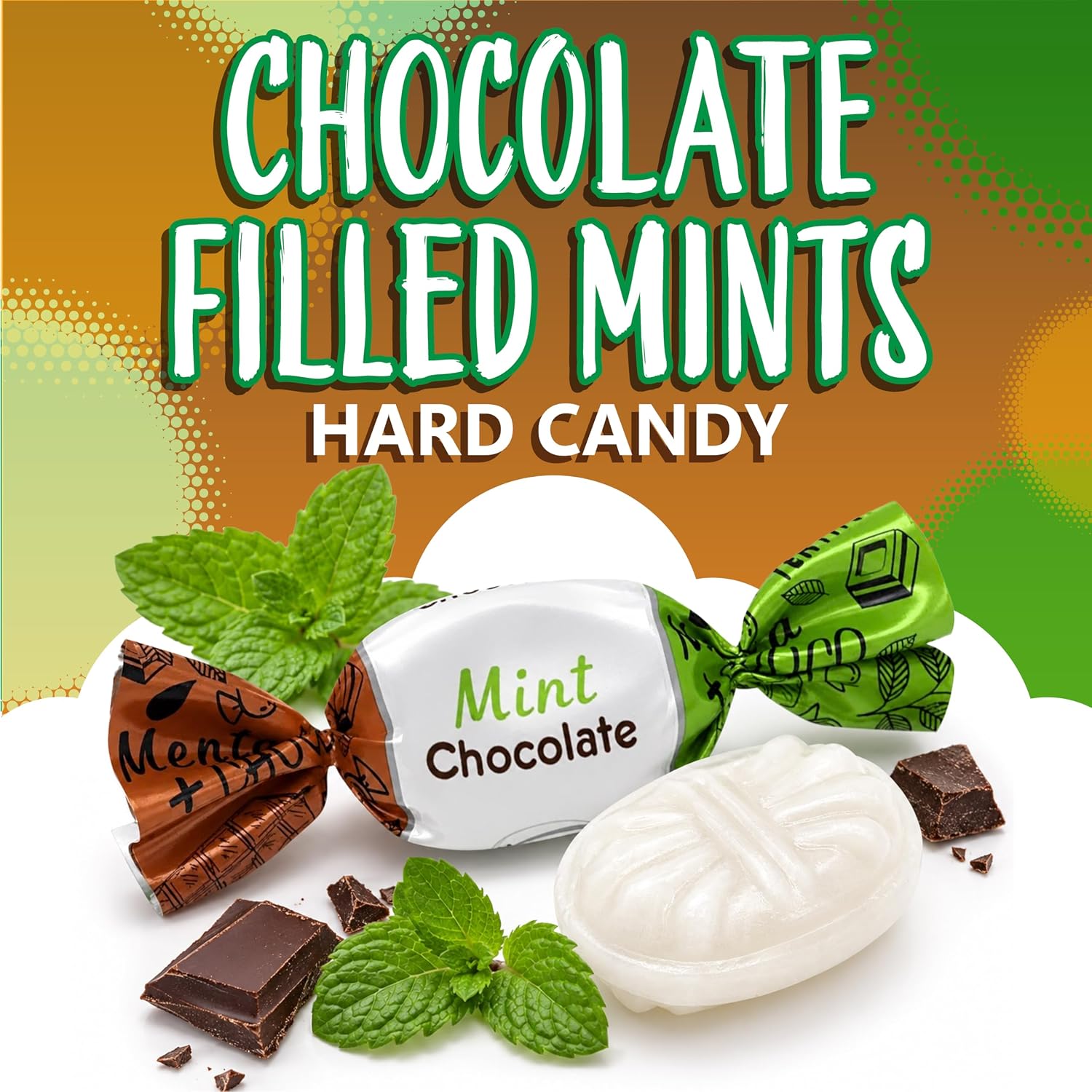 Arcor Chocolate Filled Mints, Hard Candy Individually Wrapped, 2 Lb Bag | Old Fashioned Candy with Creamy Filling, Office Candy