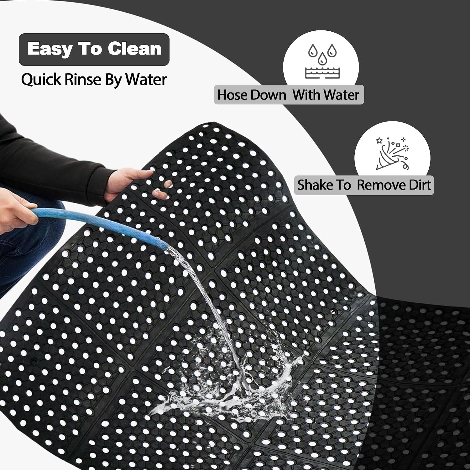 uyoyous Rubber Flooring Mat with Drainage Holes 82.67"x35.43" Resistant Anti-Fatigue Commercial Kitchen Mats with Non-Slip Backing Heavy Duty Rubber