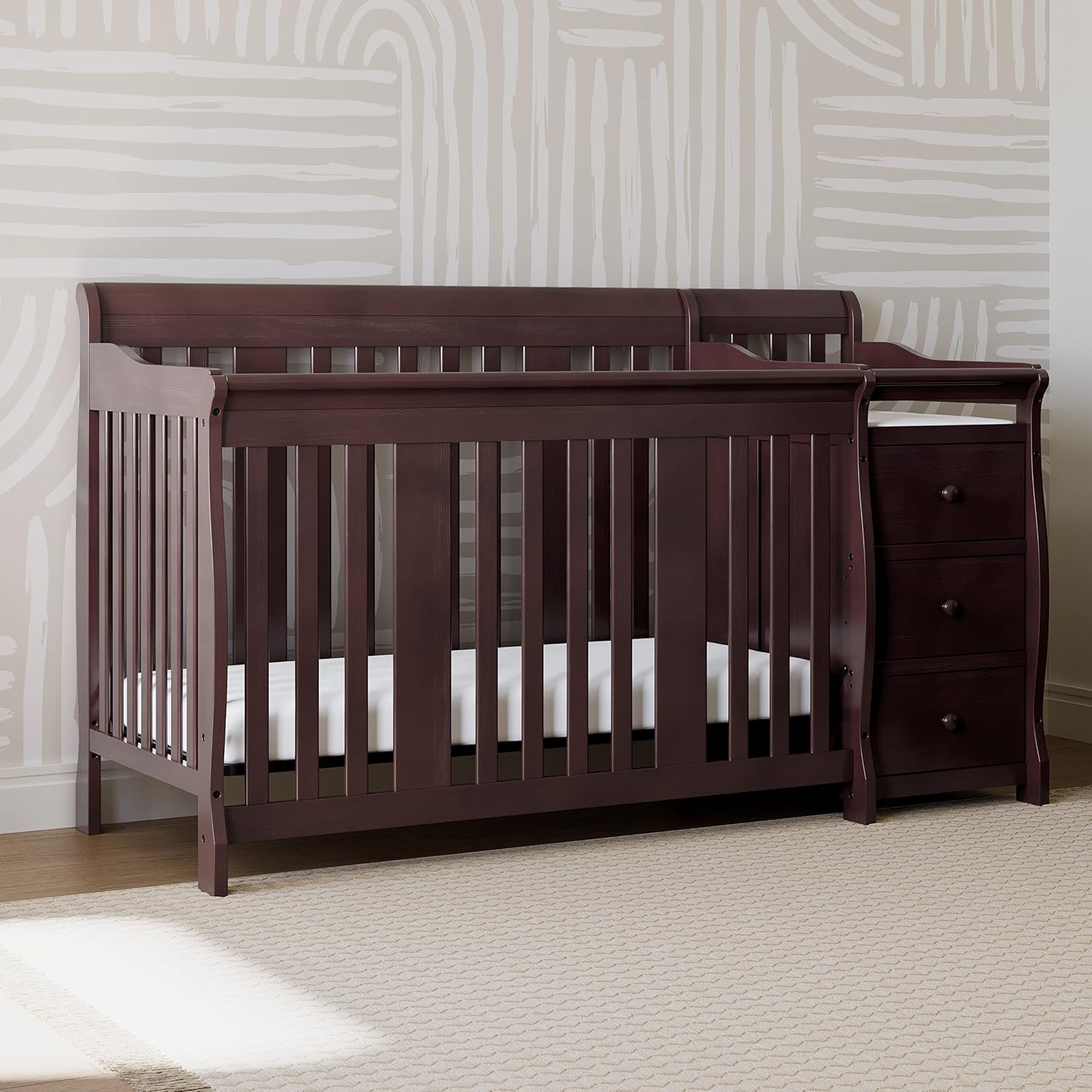 Storkcraft Portofino 5-in-1 Convertible Crib and Changer, Pebble Gray