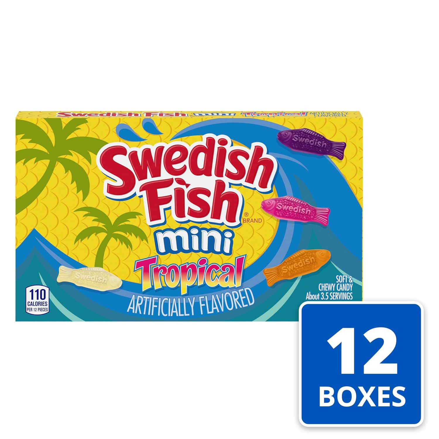 SWEDISH FISH Soft & Chewy Gummy Candy, Bulk Candy, 12-3.1 oz Boxes