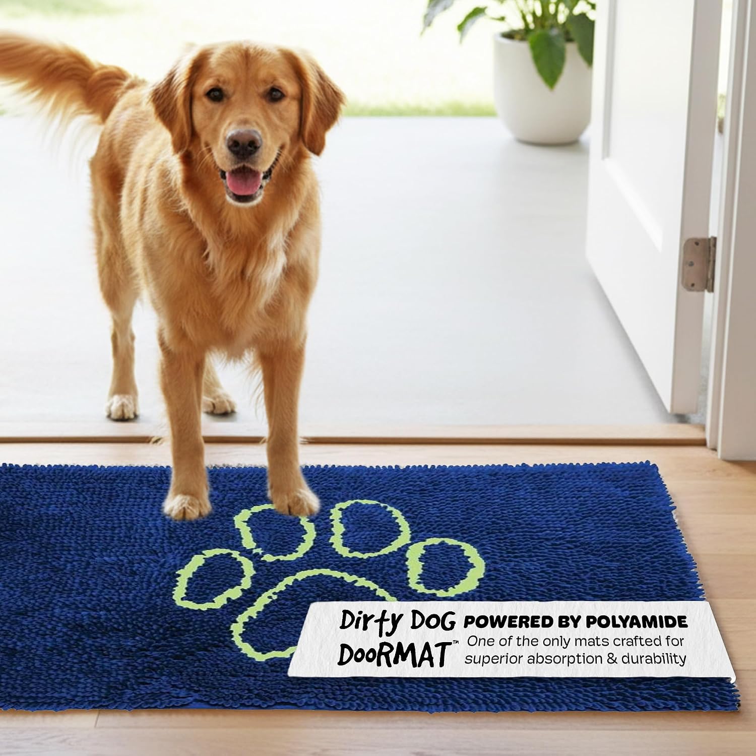 Dog Gone Smart Dirty Dog Doormat - Fast Drying Rug with Super Gripper Backing for Clean Floors - Super Absorbent and Machine Washable Mat for Muddy Paws - Grey